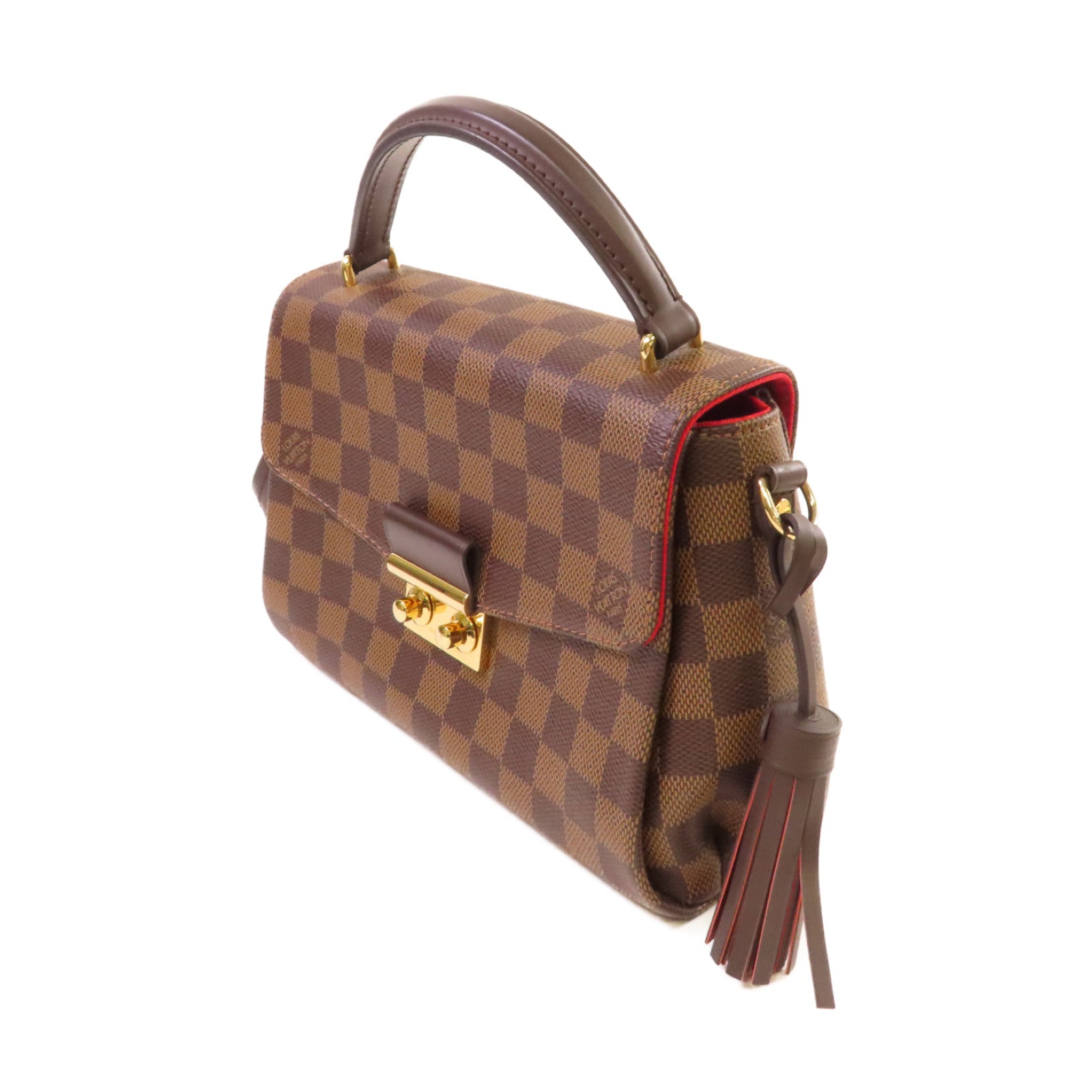 LOUIS VUITTON Damier Ebene Croisette 2Way Shoulder Bag金扣手挽肩背兩用袋啡色