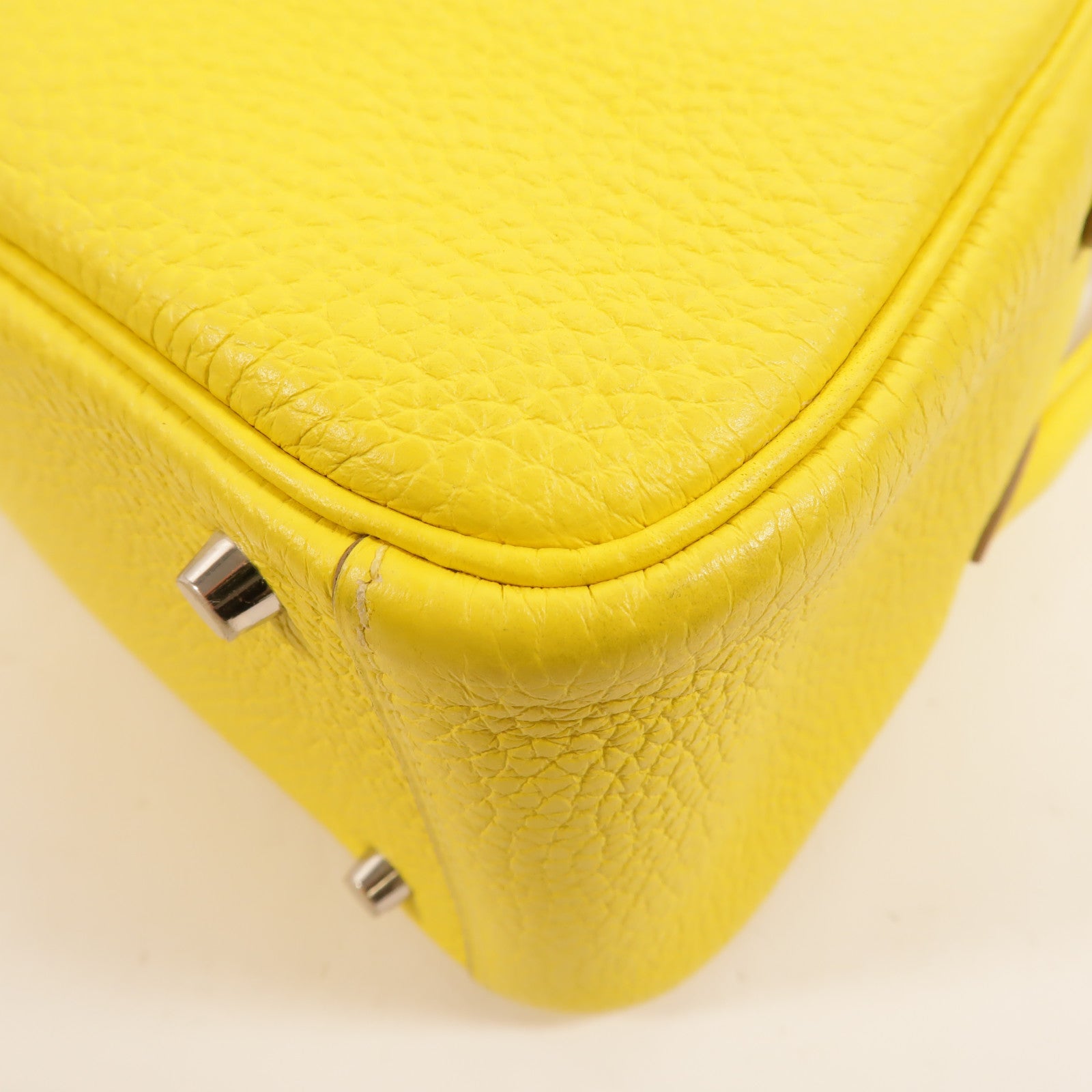 HERMES Clemence皮革Mini Lindy金扣手挽肩背兩用袋Lime