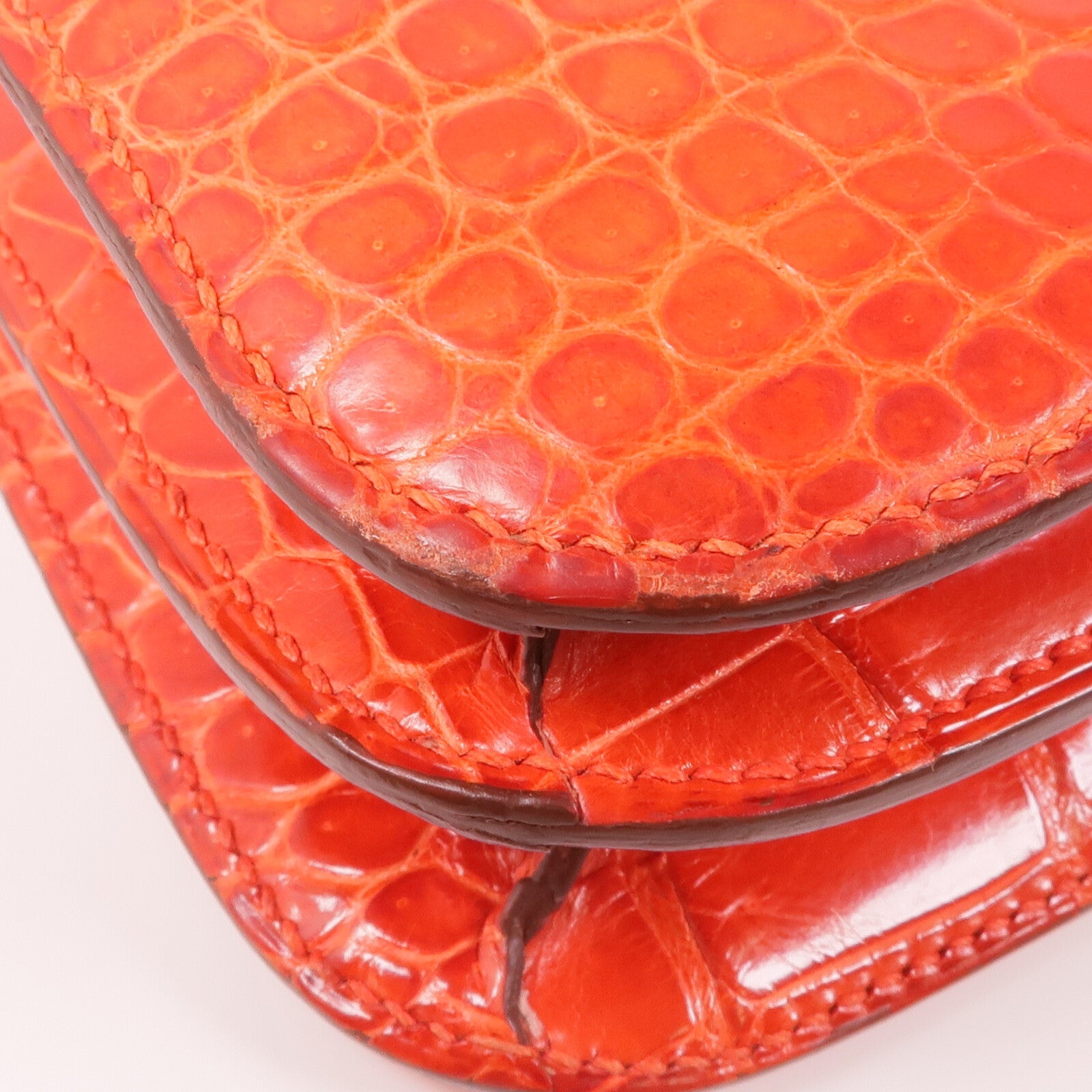 HERMES 鱷魚皮革Constance Elan金扣肩背袋Sanguine Shiny