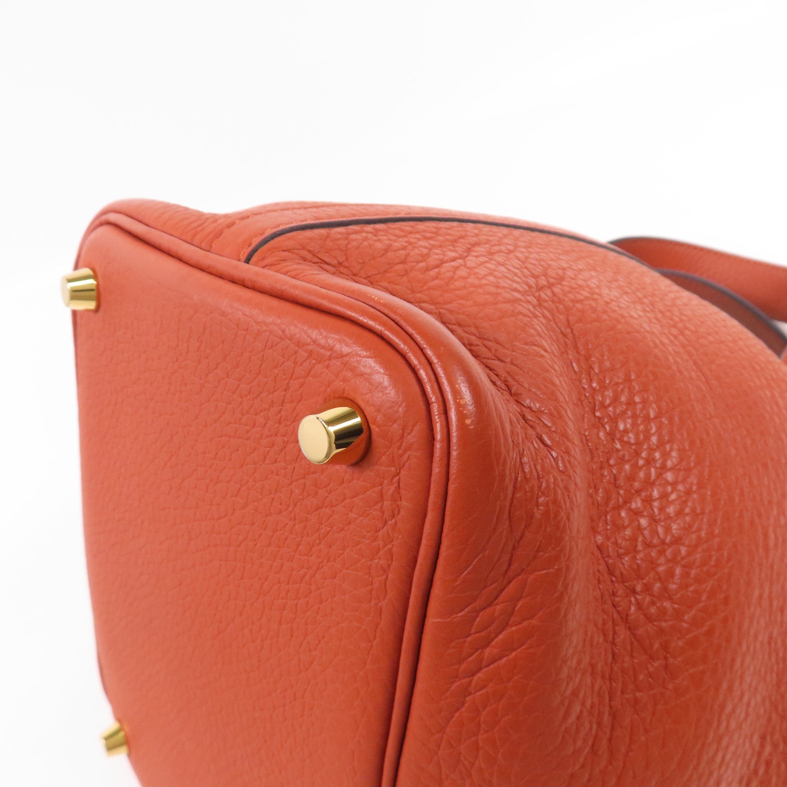 HERMES Clemence皮革Picotin PM金扣手挽袋Cuirre