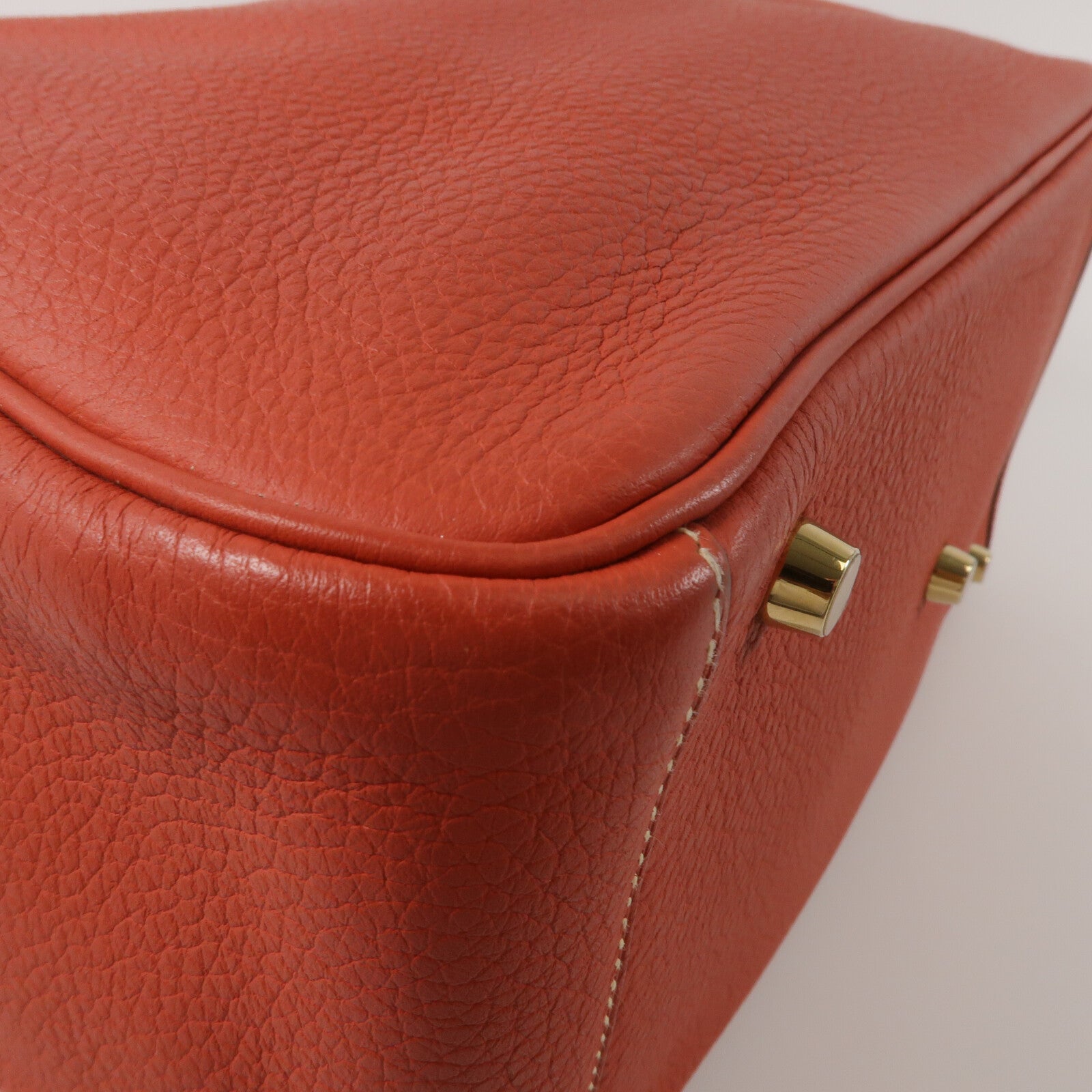 HERMES Clemence皮革Lindy 30肩背袋Rouge Tomate