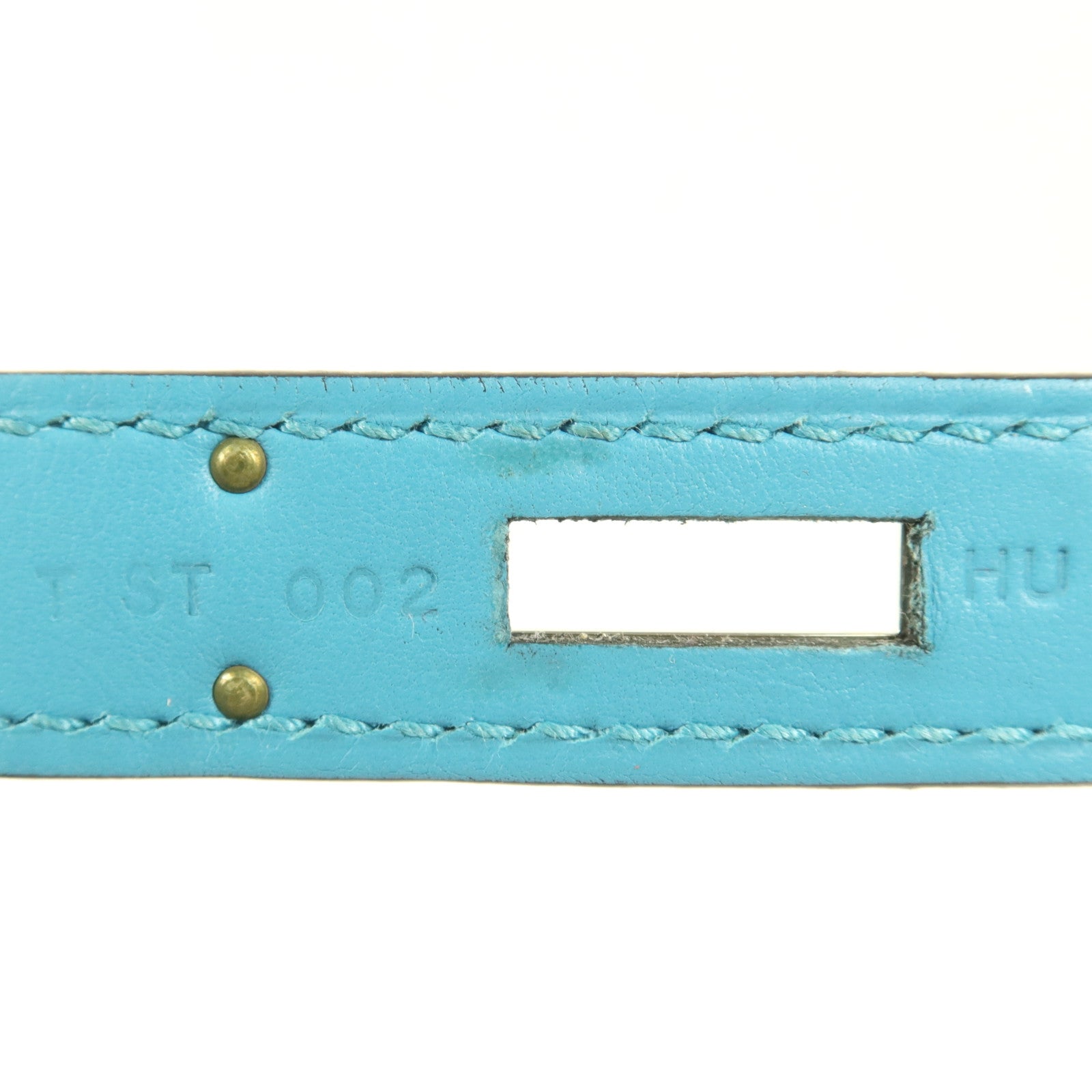 HERMES Togo皮革/Swift皮革Kelly Ghillies 32銀扣手挽肩背兩用袋Turquoise