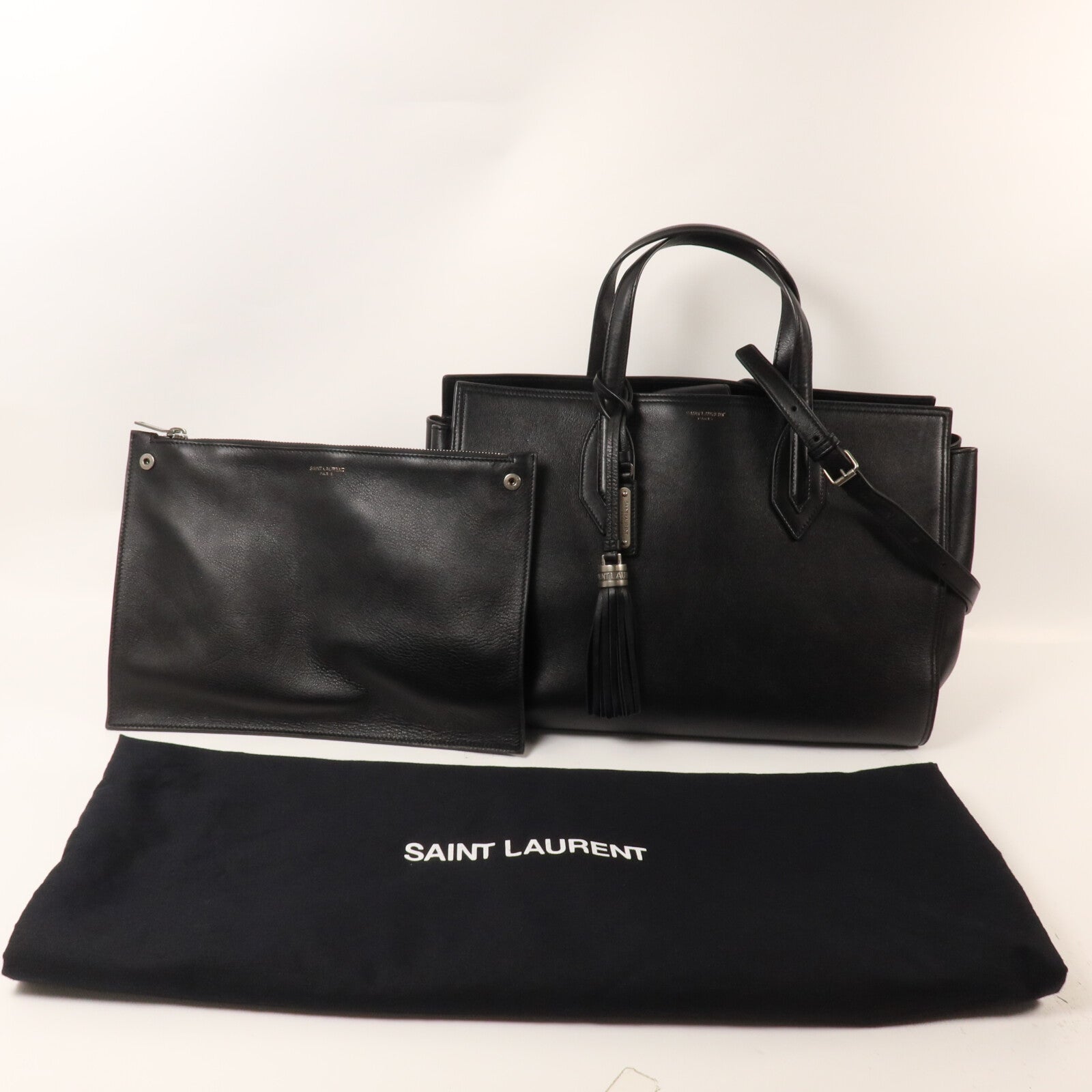 SAINT LAURENT 牛皮皮革Amber Tote手挽肩背兩用袋