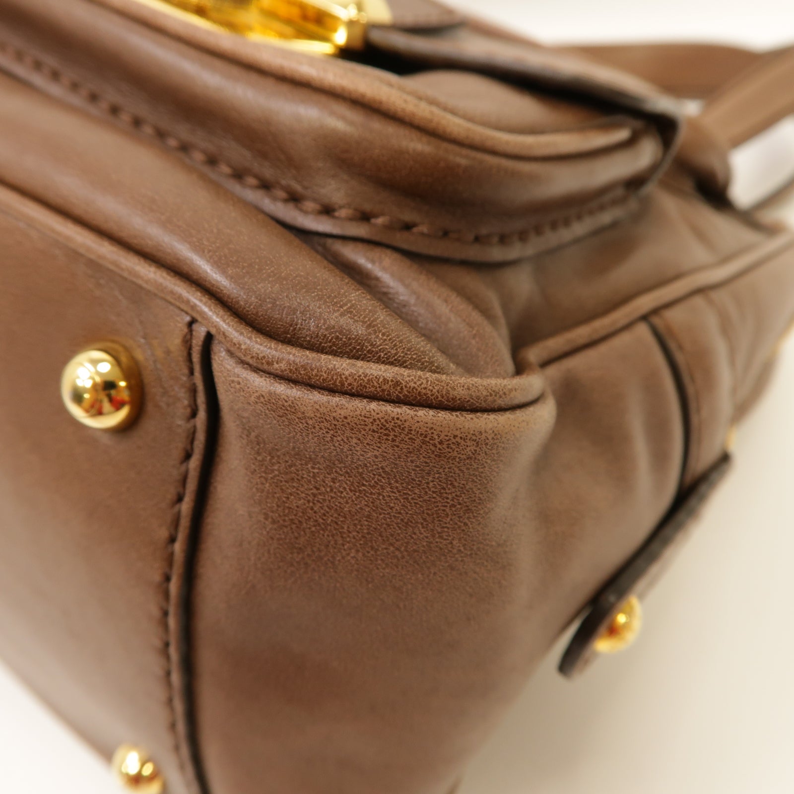 TOD'S 【激減優惠】牛皮皮革Shoulder Bag金扣肩背袋棕色