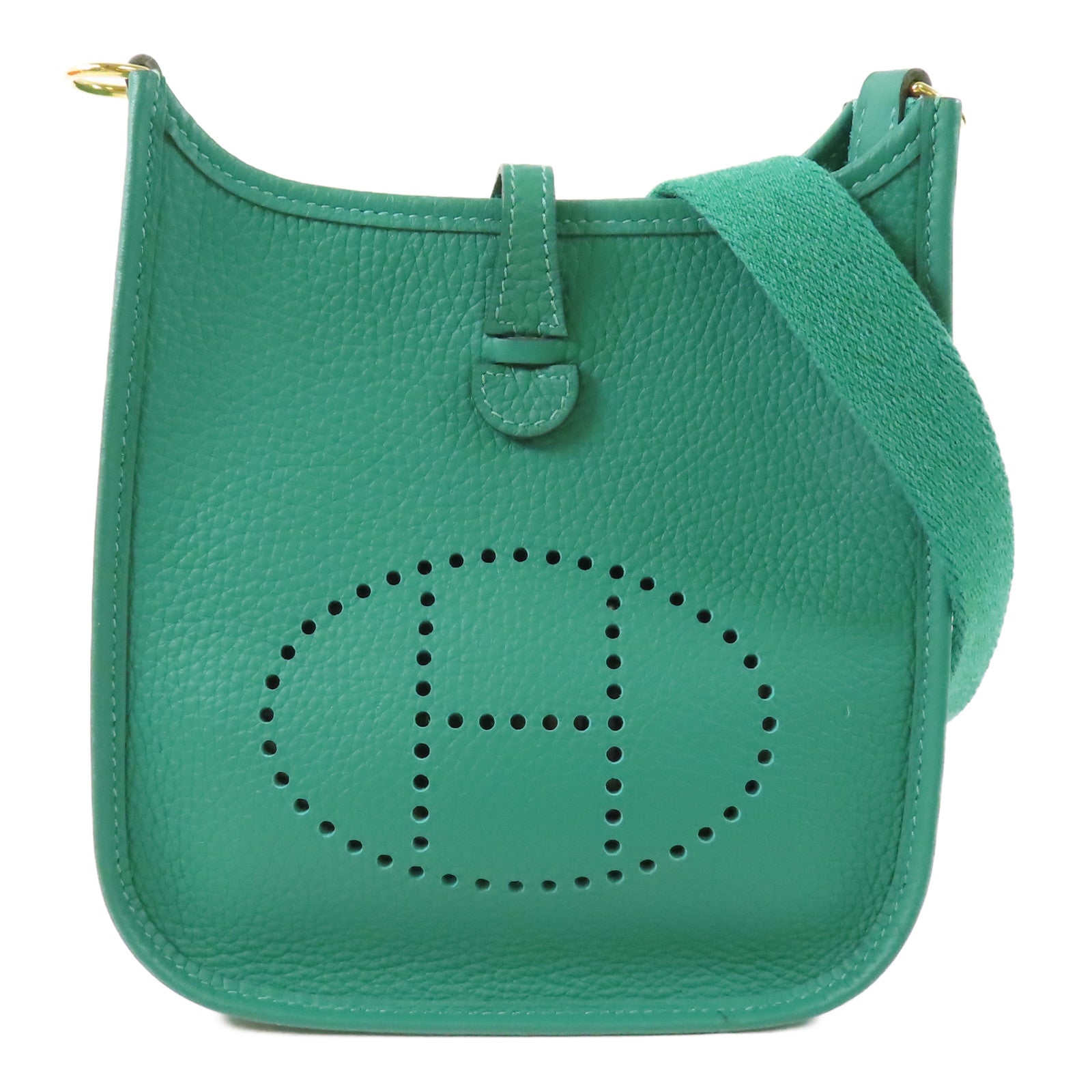 HERMES GHW Evelyne TPM Shoulder Bag Vertigo Green