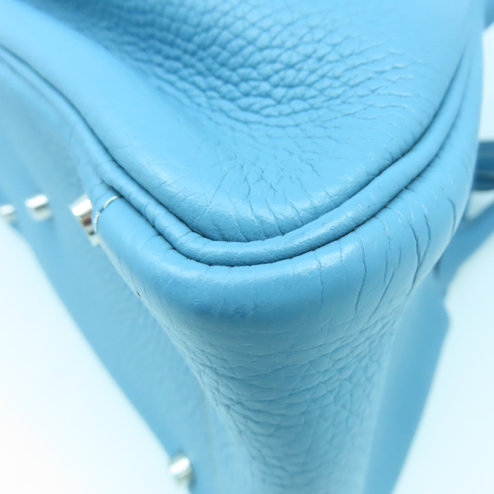 HERMES 【清倉大減價】Taurillon Clemence Lindy 30銀扣手挽肩背兩用袋Blue Jean藍色