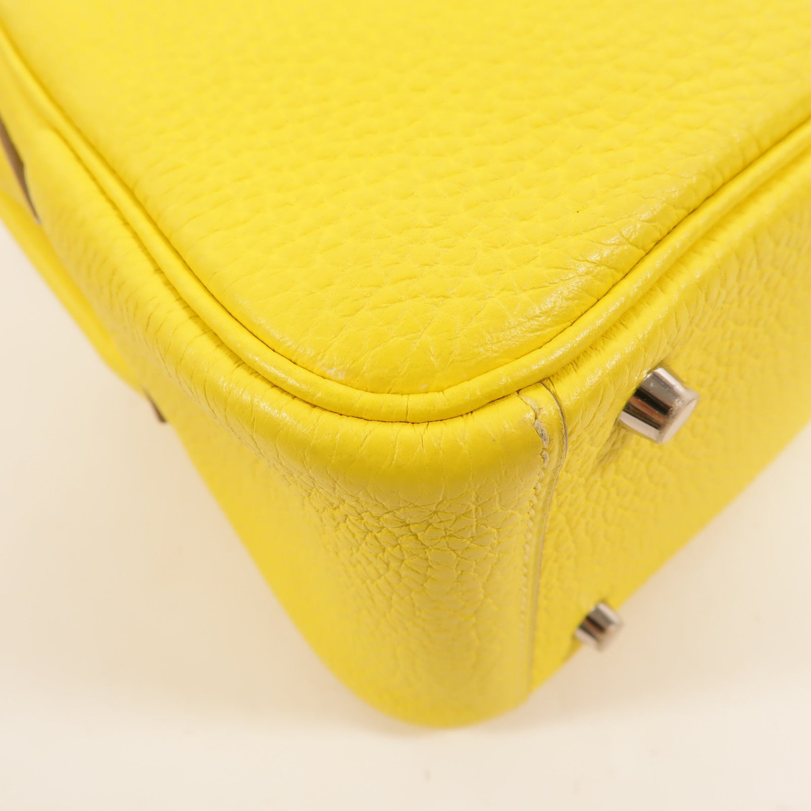 HERMES Clemence皮革Mini Lindy金扣手挽肩背兩用袋Lime