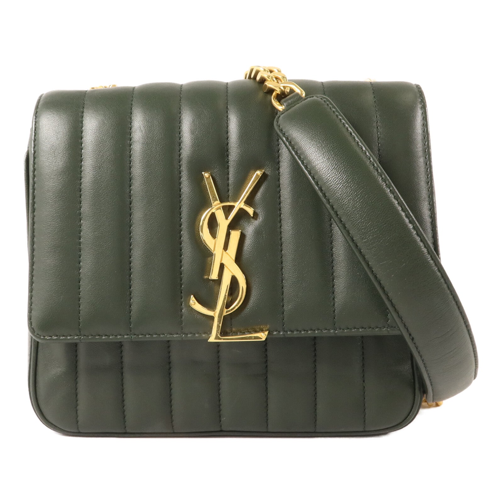 SAINT LAURENT 羊皮皮革Vicky Medium鏈帶肩背袋