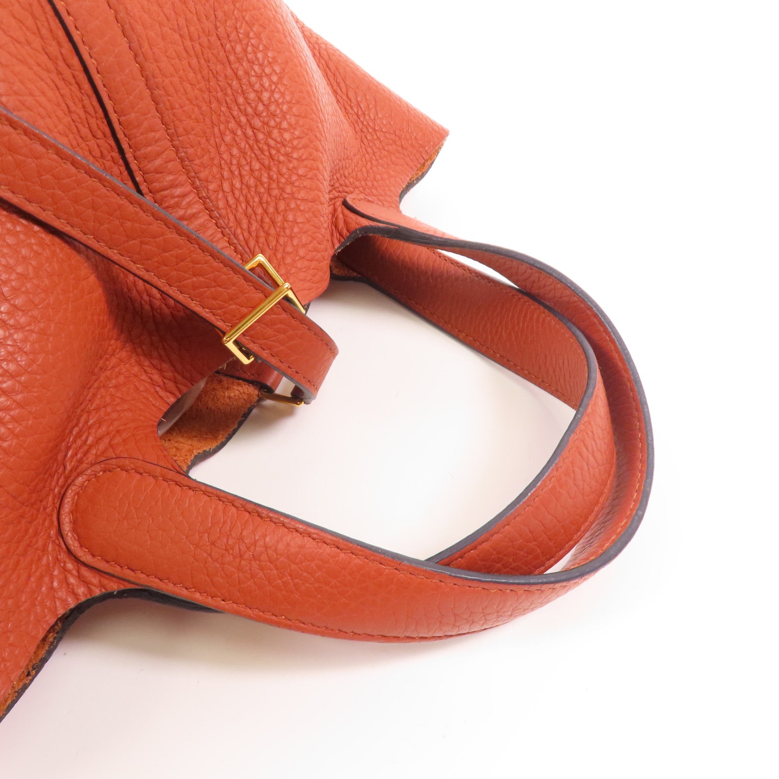 HERMES Clemence皮革Picotin PM金扣手挽袋Cuirre