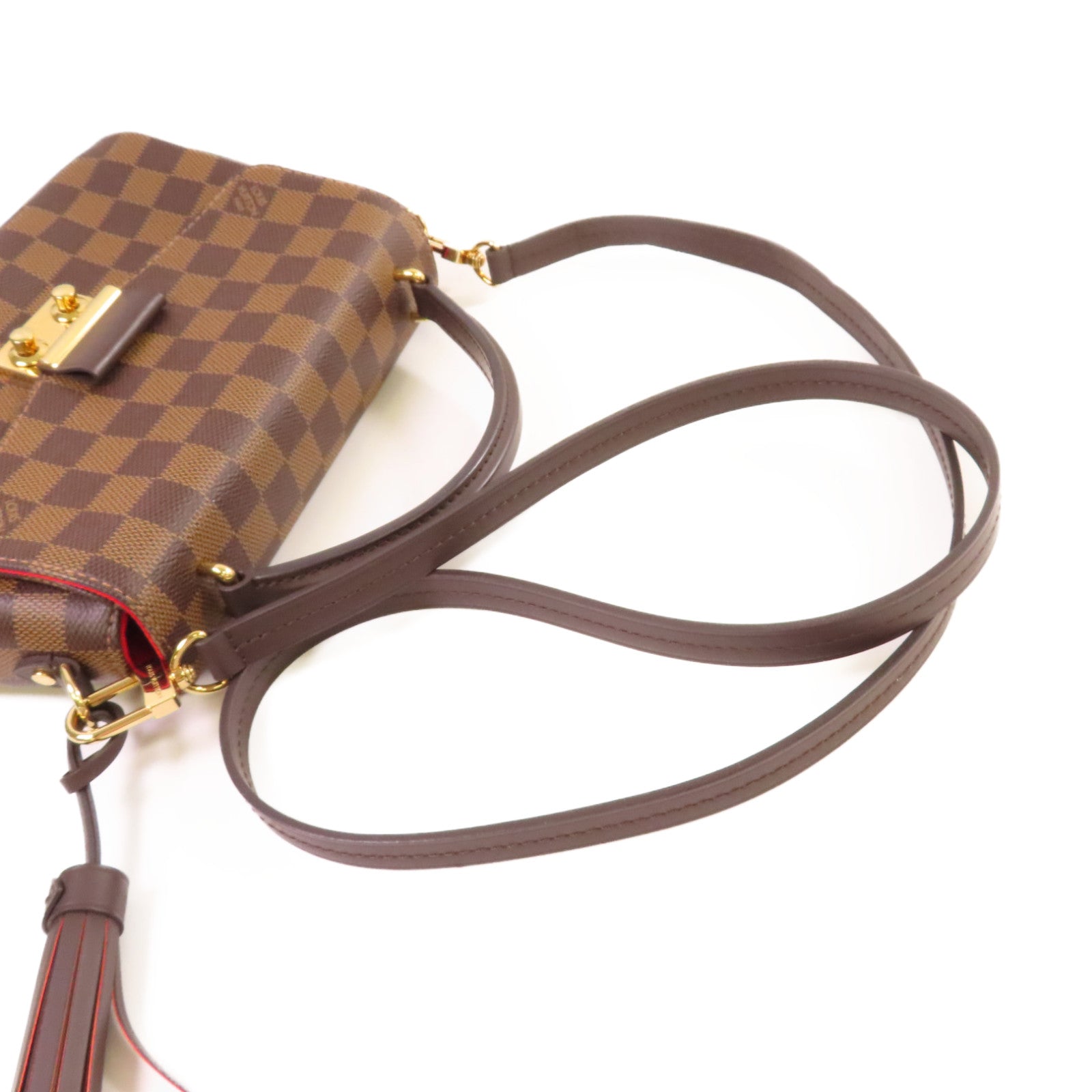 LOUIS VUITTON Damier Ebene Croisette 2Way Shoulder Bag金扣手挽肩背兩用袋啡色