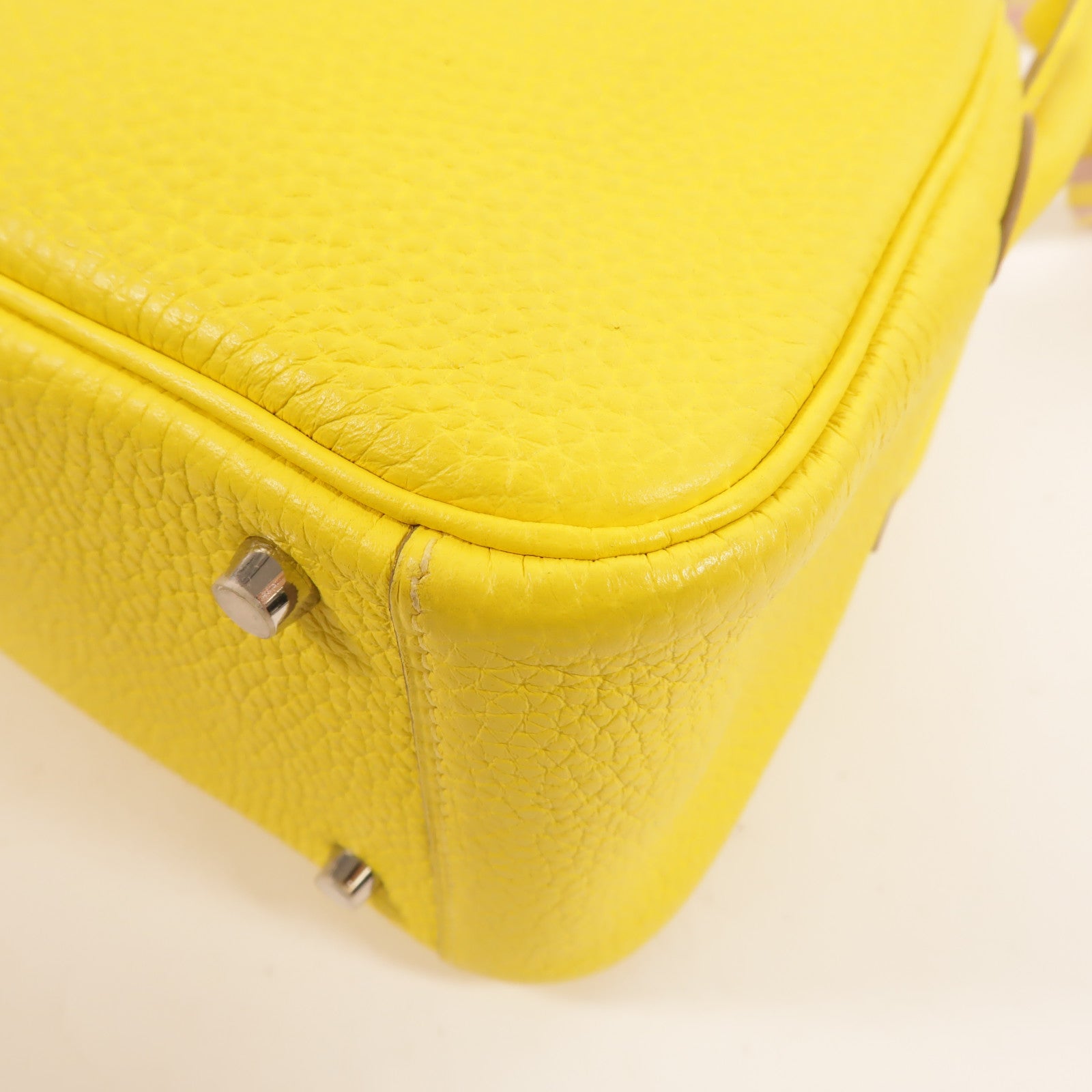 HERMES Clemence皮革Mini Lindy金扣手挽肩背兩用袋Lime