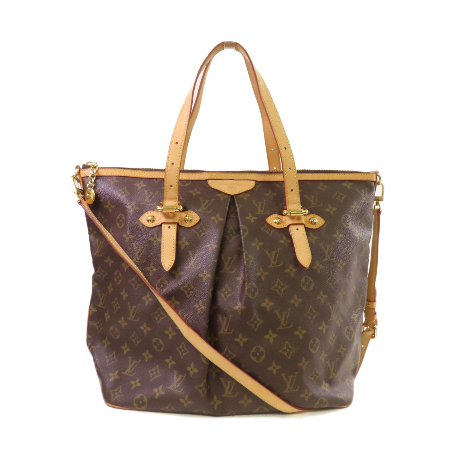LOUIS VUITTON Monogram Palermo GM 2Way Shoulder Bag金扣手挽肩背兩用袋啡色