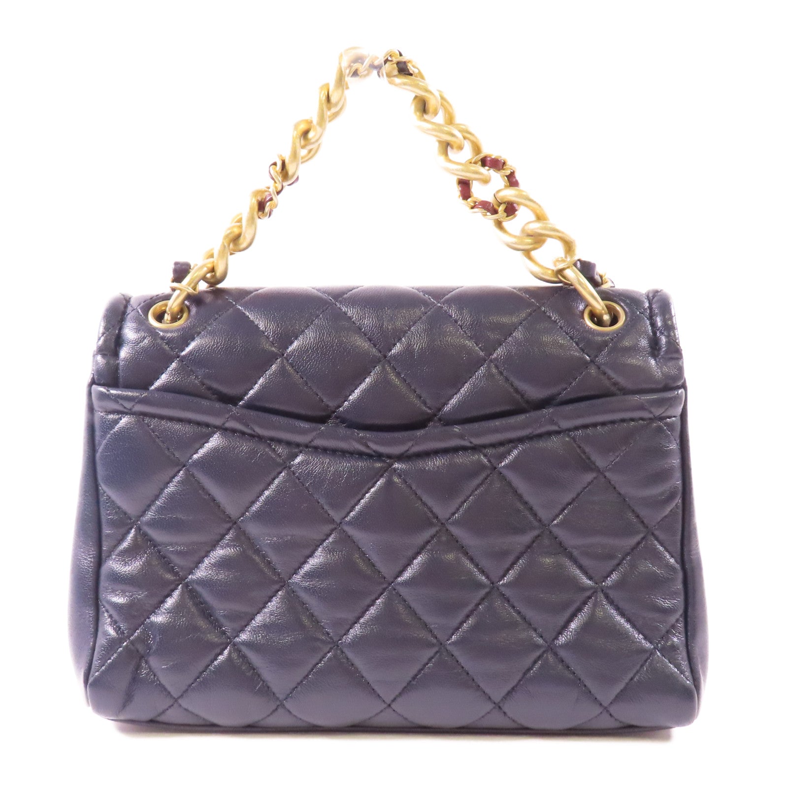 CHANEL CC GHW Shoulder Bag 2 Way Shoulder Hand Bag Leather Navy
