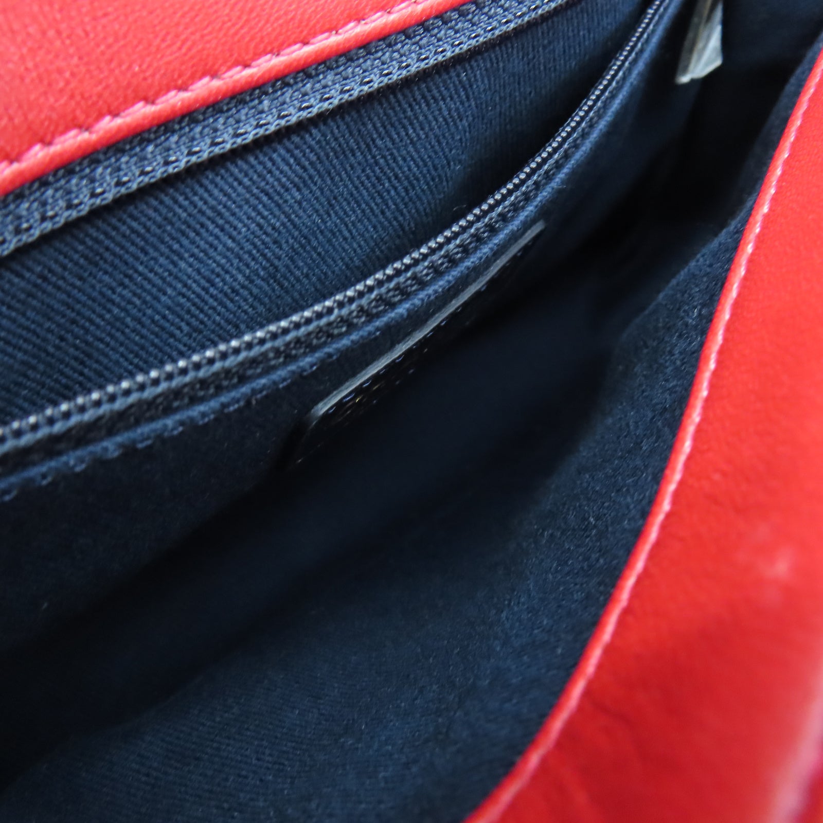 CHANEL 【清倉大減價】斜紋牛皮皮革Shoulder Bag金扣鏈帶肩背袋紅色
