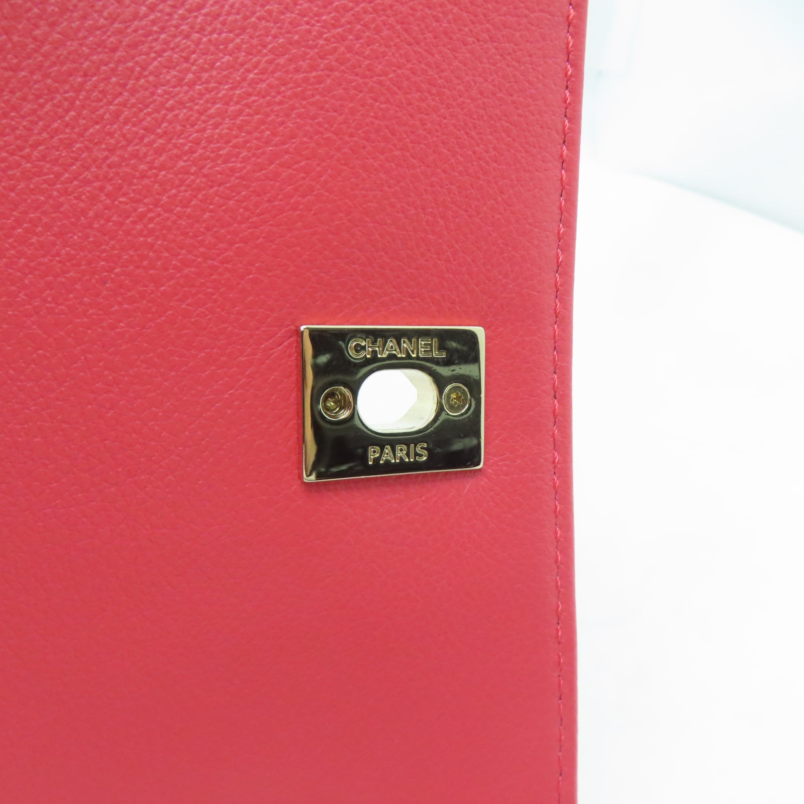 CHANEL 【激減優惠】斜紋牛皮皮革Backpack金扣背包粉紅色