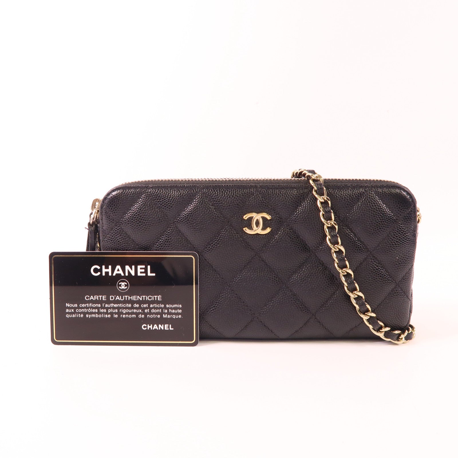 CHANEL 牛皮皮革Chain Shoulder Bag金扣鏈帶肩背袋