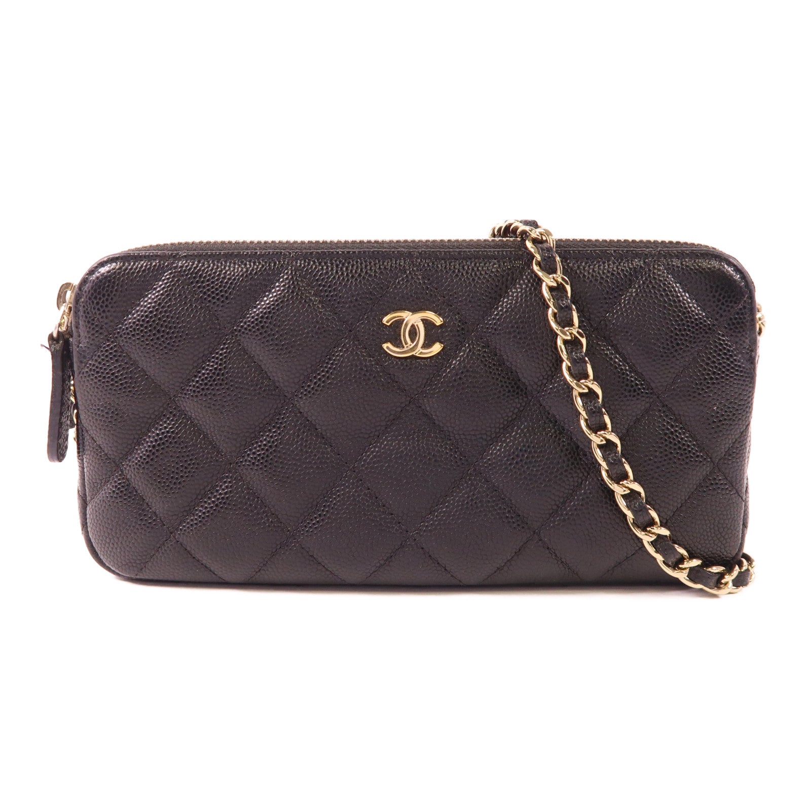 CHANEL 牛皮皮革Chain Shoulder Bag金扣鏈帶肩背袋