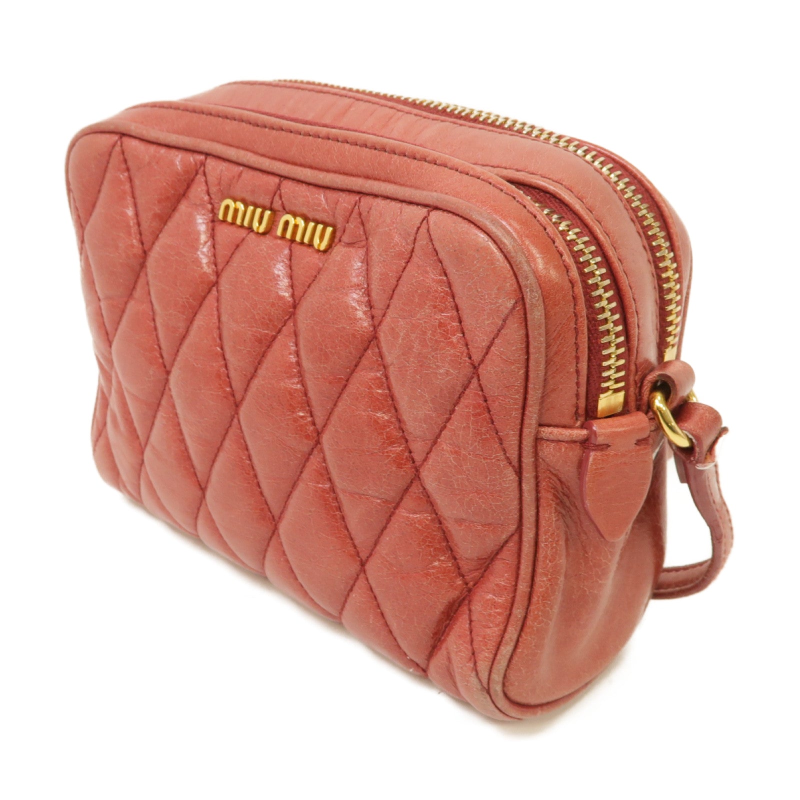 Miu Miu 【激減優惠】牛皮皮革Shoulder Bag金扣肩背袋紅色