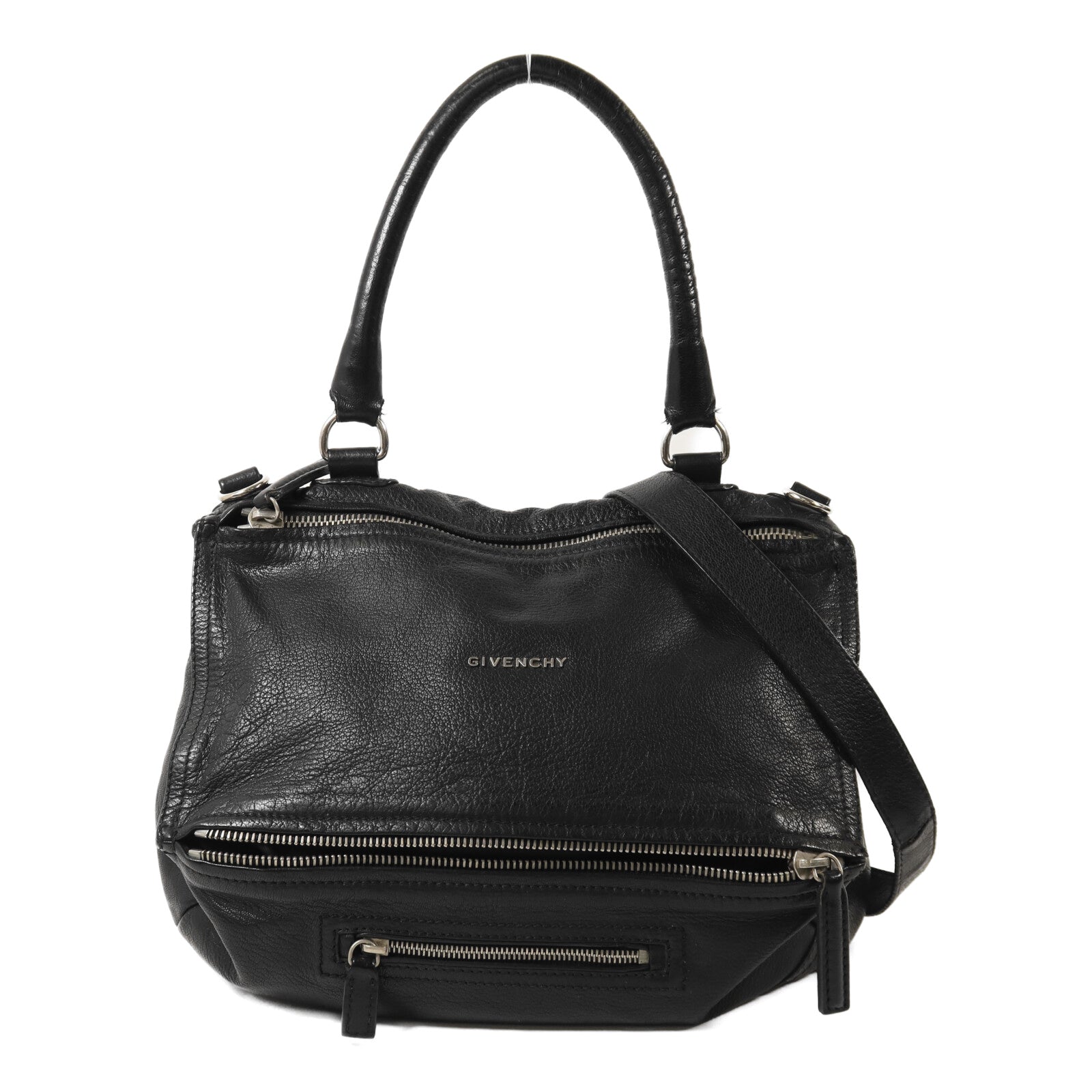 GIVENCHY 牛皮皮革Pandora銀扣手挽肩背兩用袋