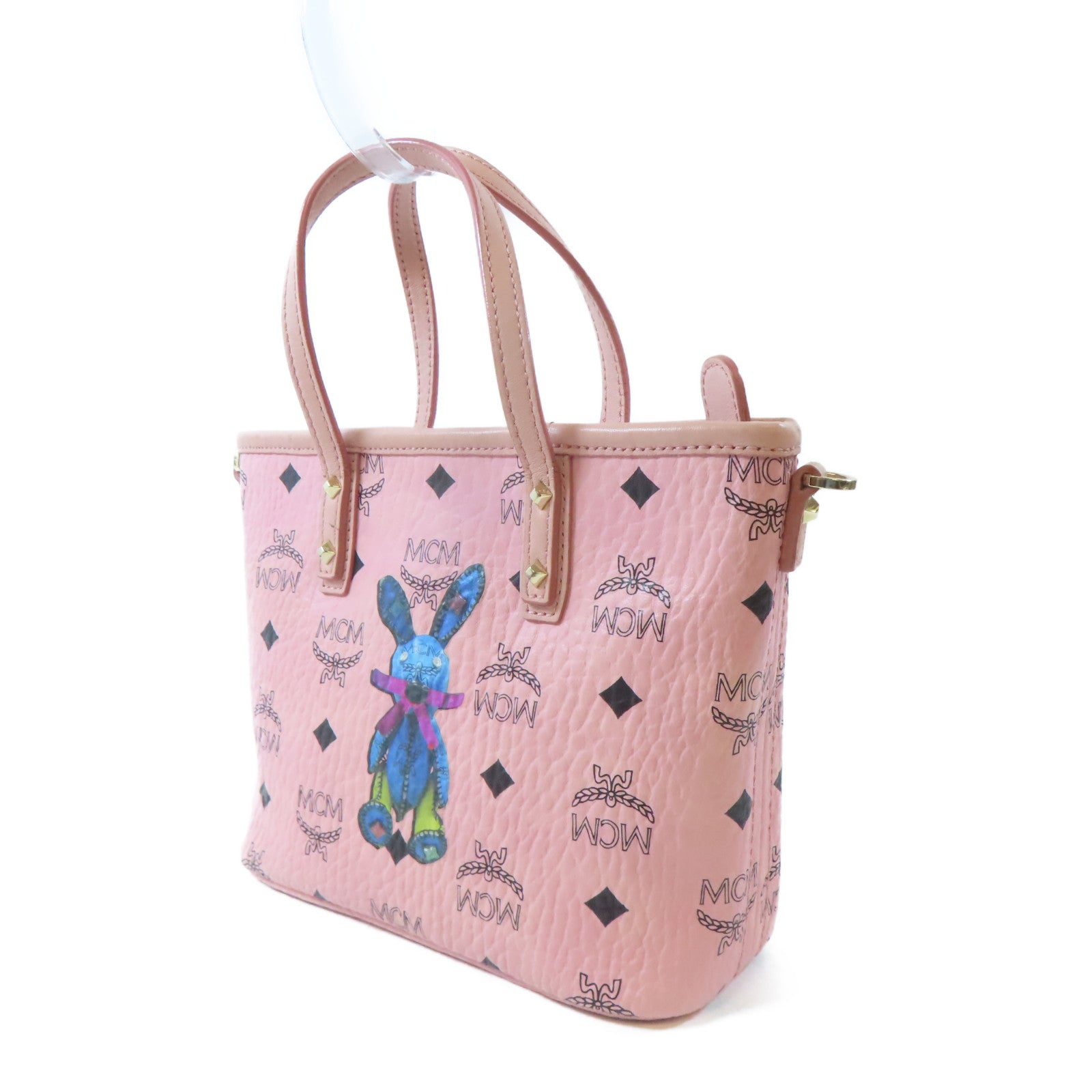 MCM 皮革2 Way Shoulder Bag金扣手挽肩背兩用袋粉紅色