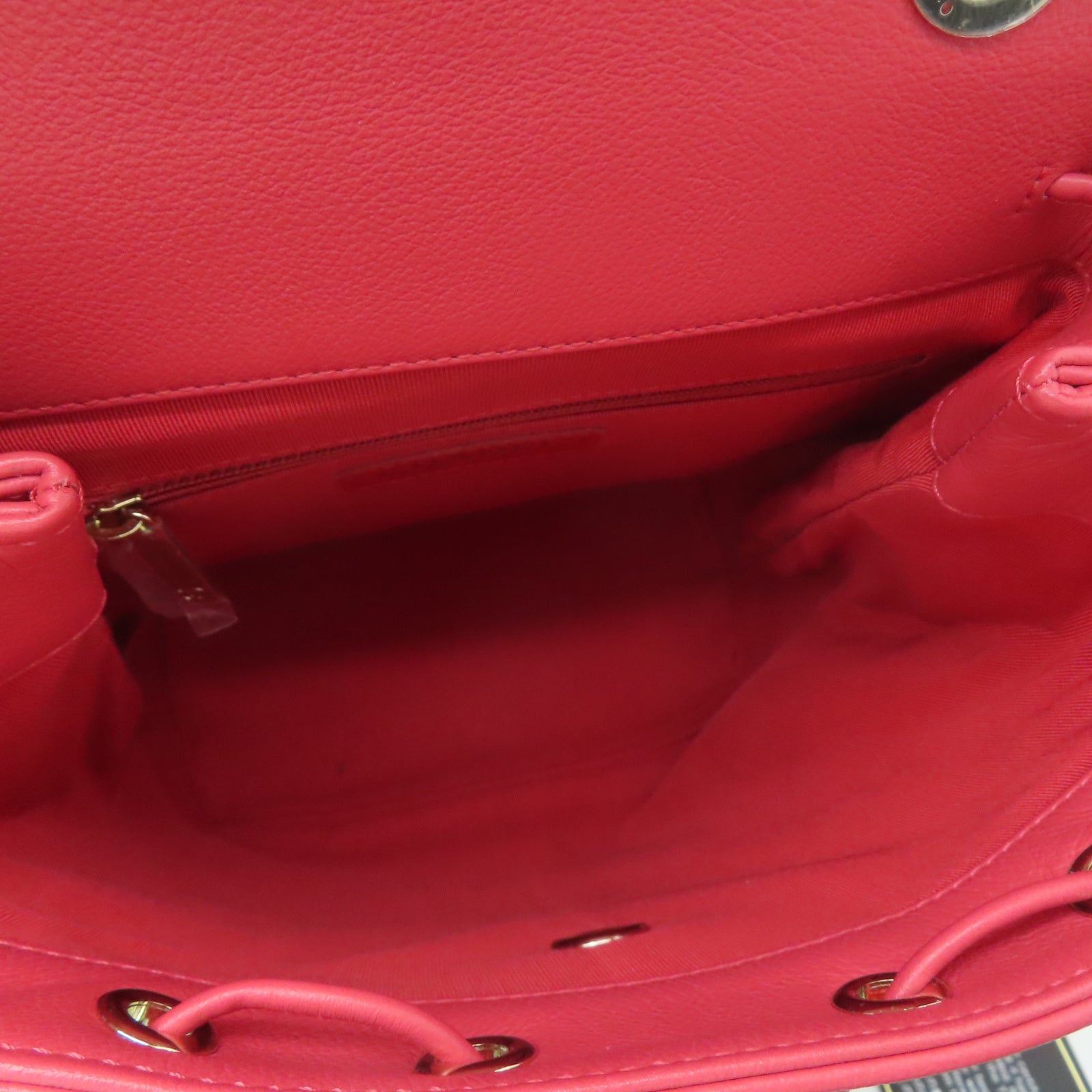 CHANEL 【激減優惠】斜紋牛皮皮革Backpack金扣背包粉紅色