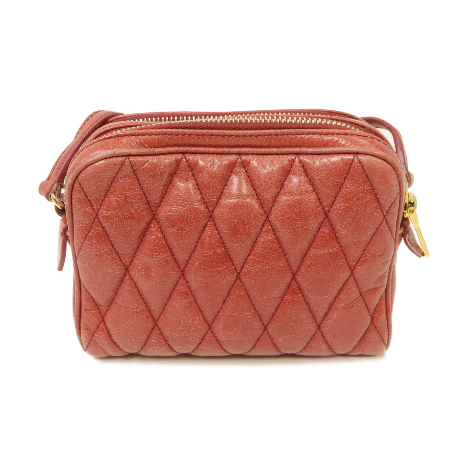 Miu Miu 【激減優惠】牛皮皮革Shoulder Bag金扣肩背袋紅色
