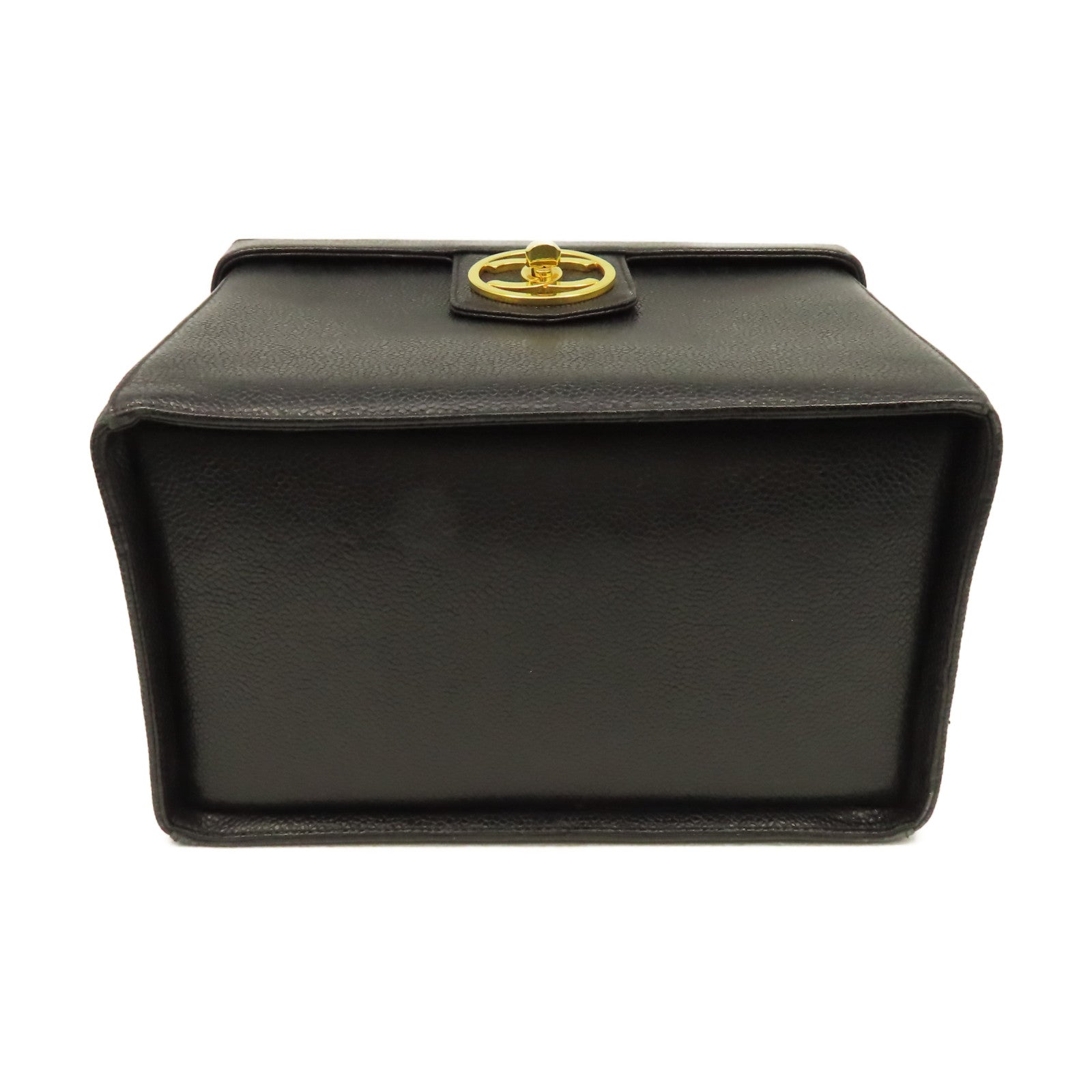 CHANEL 【清倉大減價】Caviar皮革Vintage Vanity Case 2Way Shoulder Make Bag金扣鏈帶手挽肩背兩用化妝袋黑色