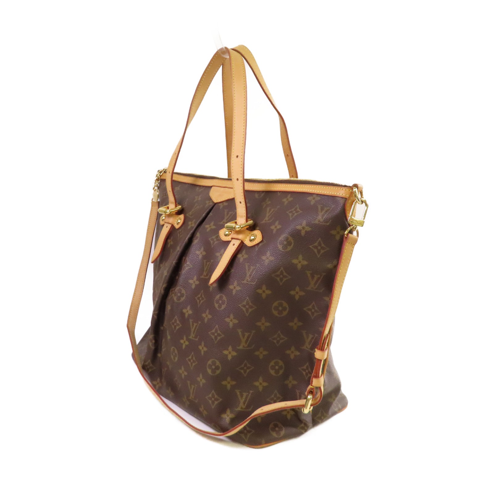 LOUIS VUITTON Monogram Palermo GM 2Way Shoulder Bag金扣手挽肩背兩用袋啡色
