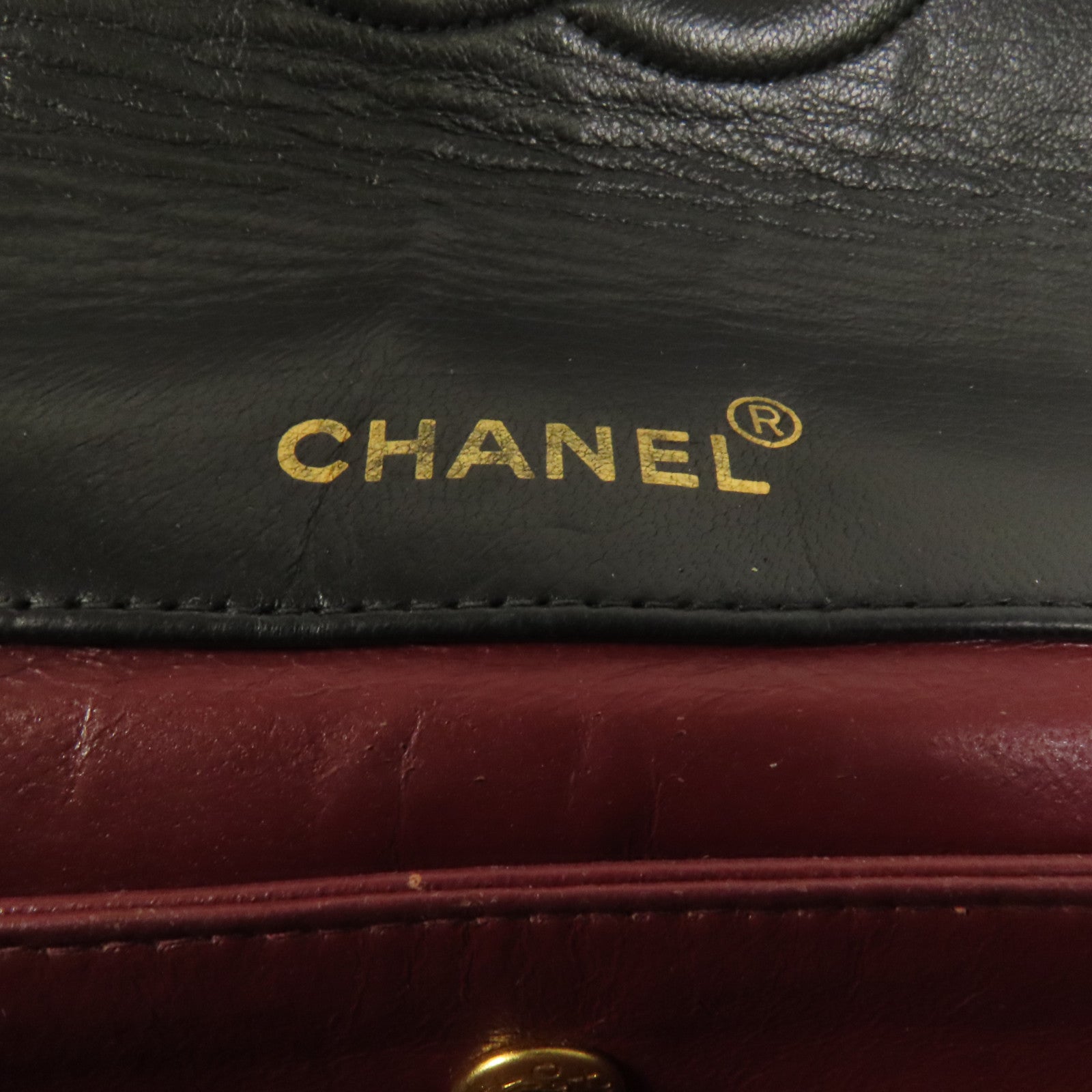 CHANEL 羊皮皮革Vintage Chain Shoulder金扣肩背袋