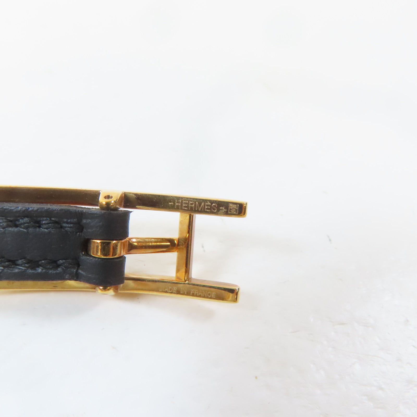 HERMES 牛皮皮革Behapi Double Tour Bracelet金扣手鐲啡色