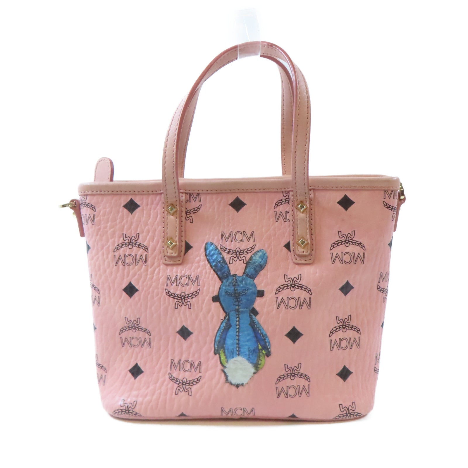 MCM 皮革2 Way Shoulder Bag金扣手挽肩背兩用袋粉紅色
