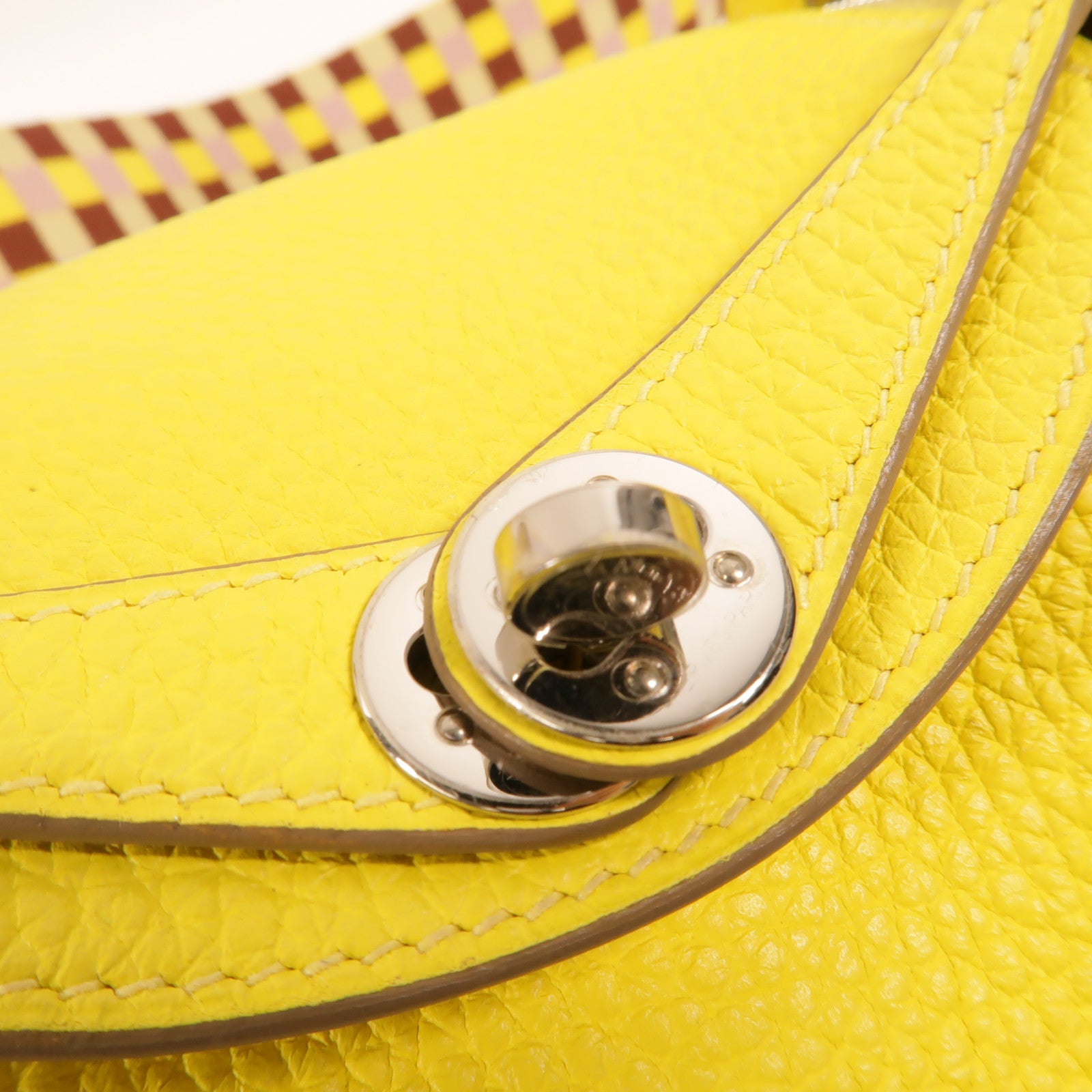 HERMES Clemence皮革Mini Lindy金扣手挽肩背兩用袋Lime