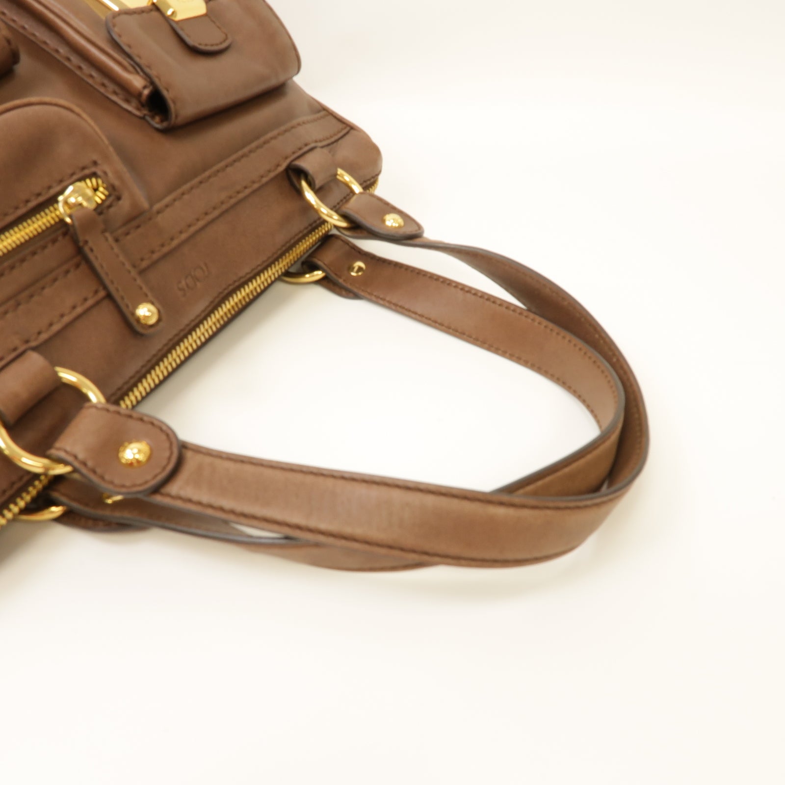 TOD'S 【激減優惠】牛皮皮革Shoulder Bag金扣肩背袋棕色