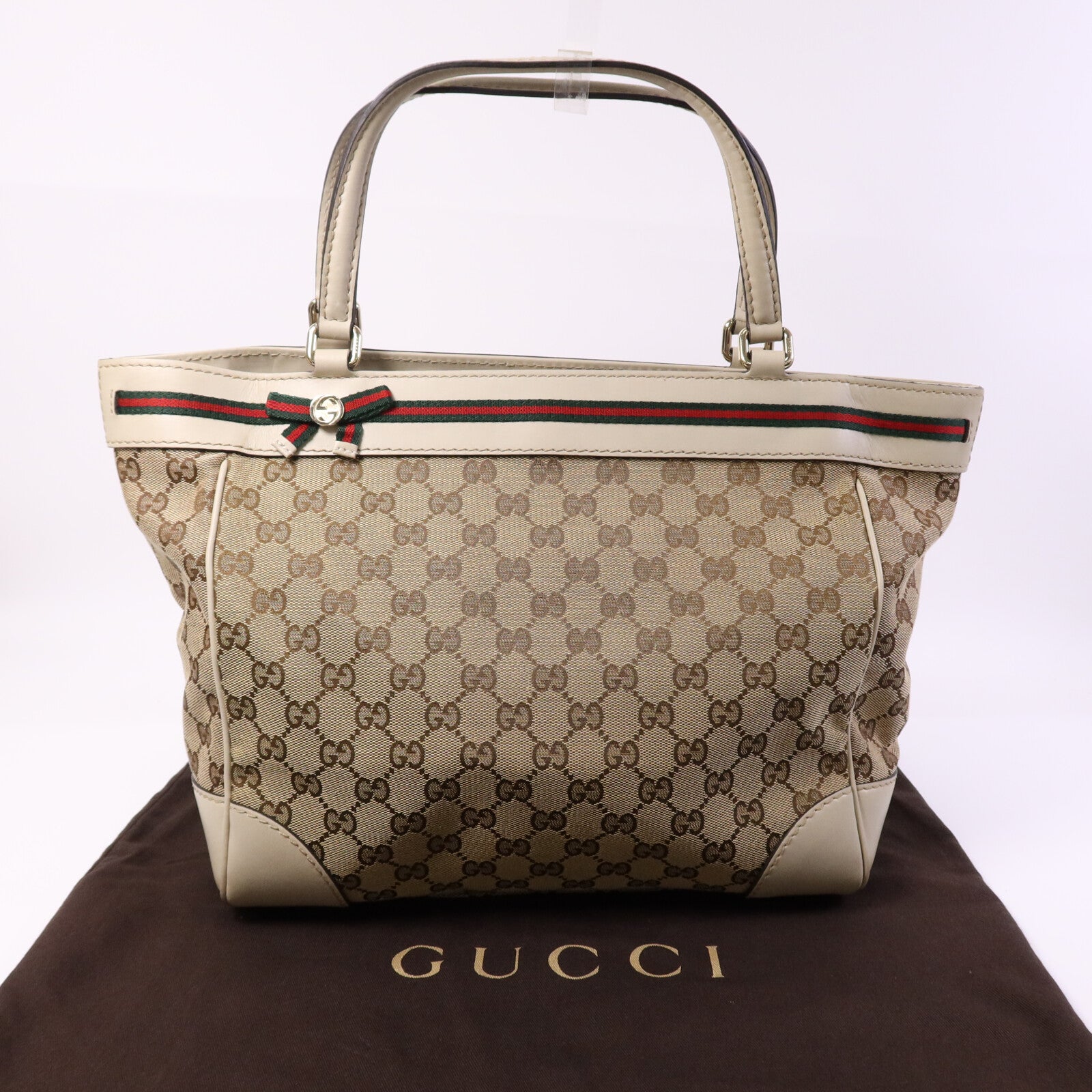 GUCCI 帆布Tote Bag金扣手挽袋