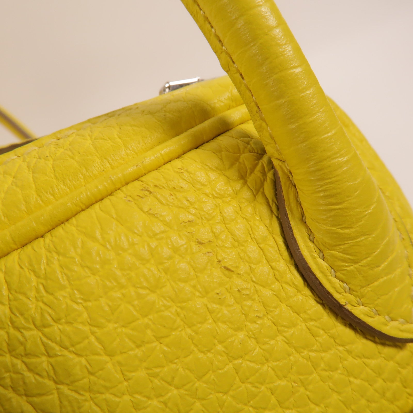 HERMES Clemence皮革Mini Lindy金扣手挽肩背兩用袋Lime