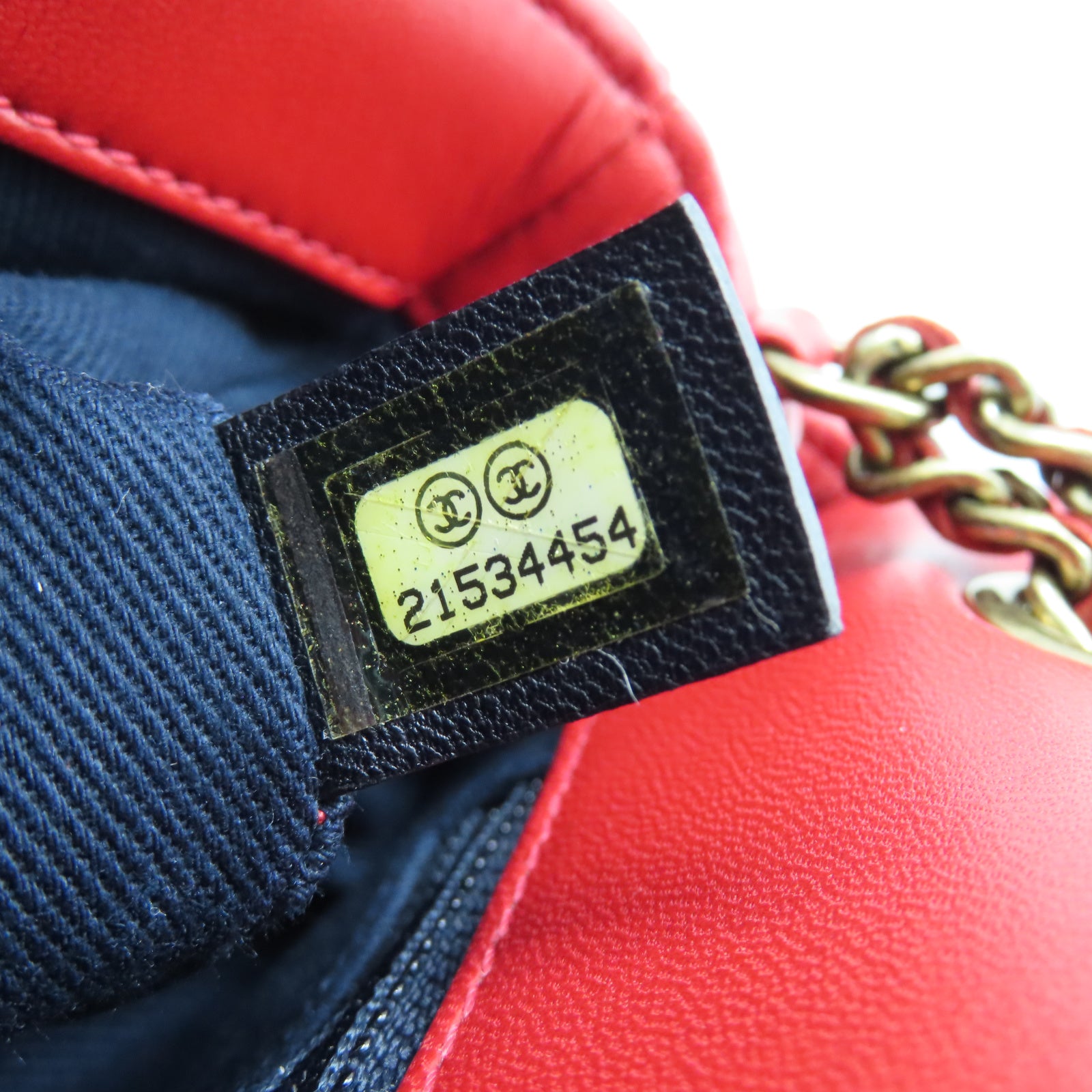 CHANEL 【清倉大減價】斜紋牛皮皮革Shoulder Bag金扣鏈帶肩背袋紅色