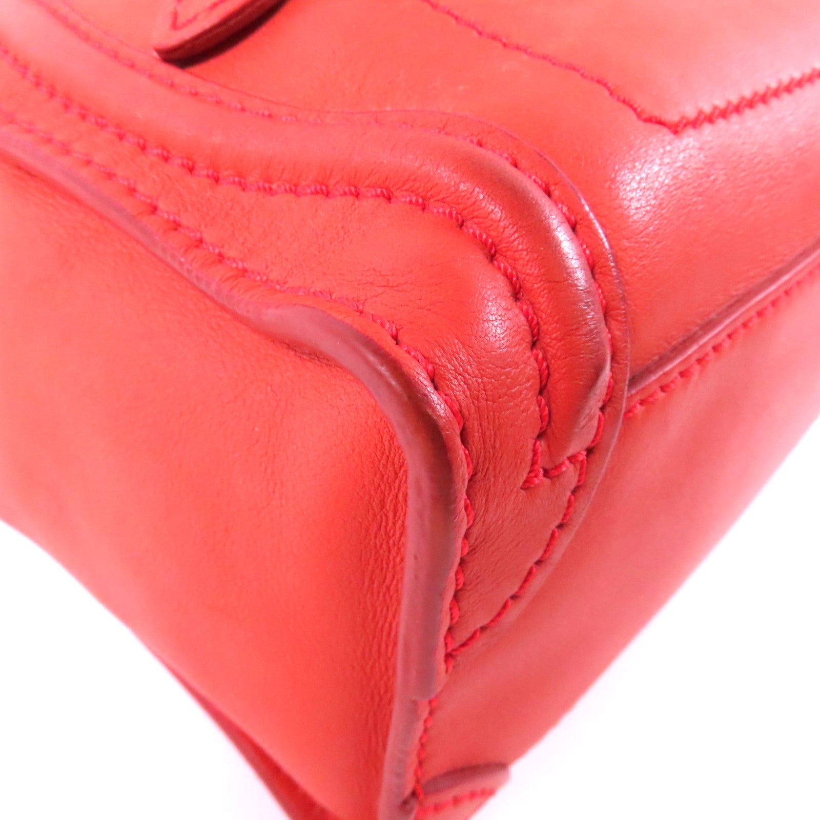 CELINE 牛皮皮革Nano Luggage金扣手挽肩背兩用袋紅色