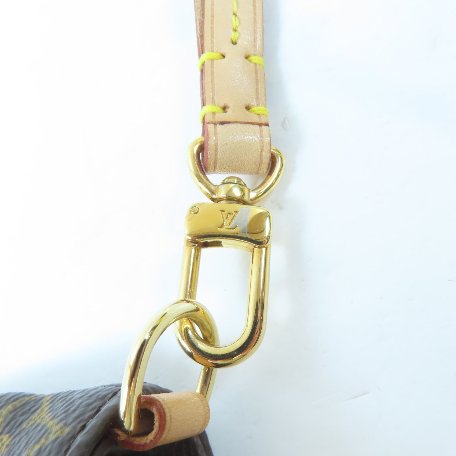 LOUIS VUITTON Monogram Partition金扣手拿包啡色