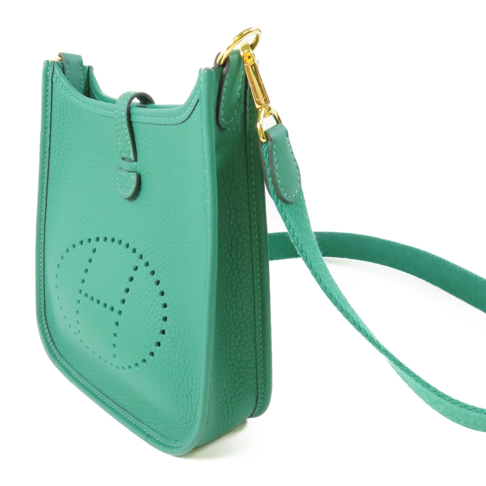 HERMES GHW Evelyne TPM Shoulder Bag Vertigo Green