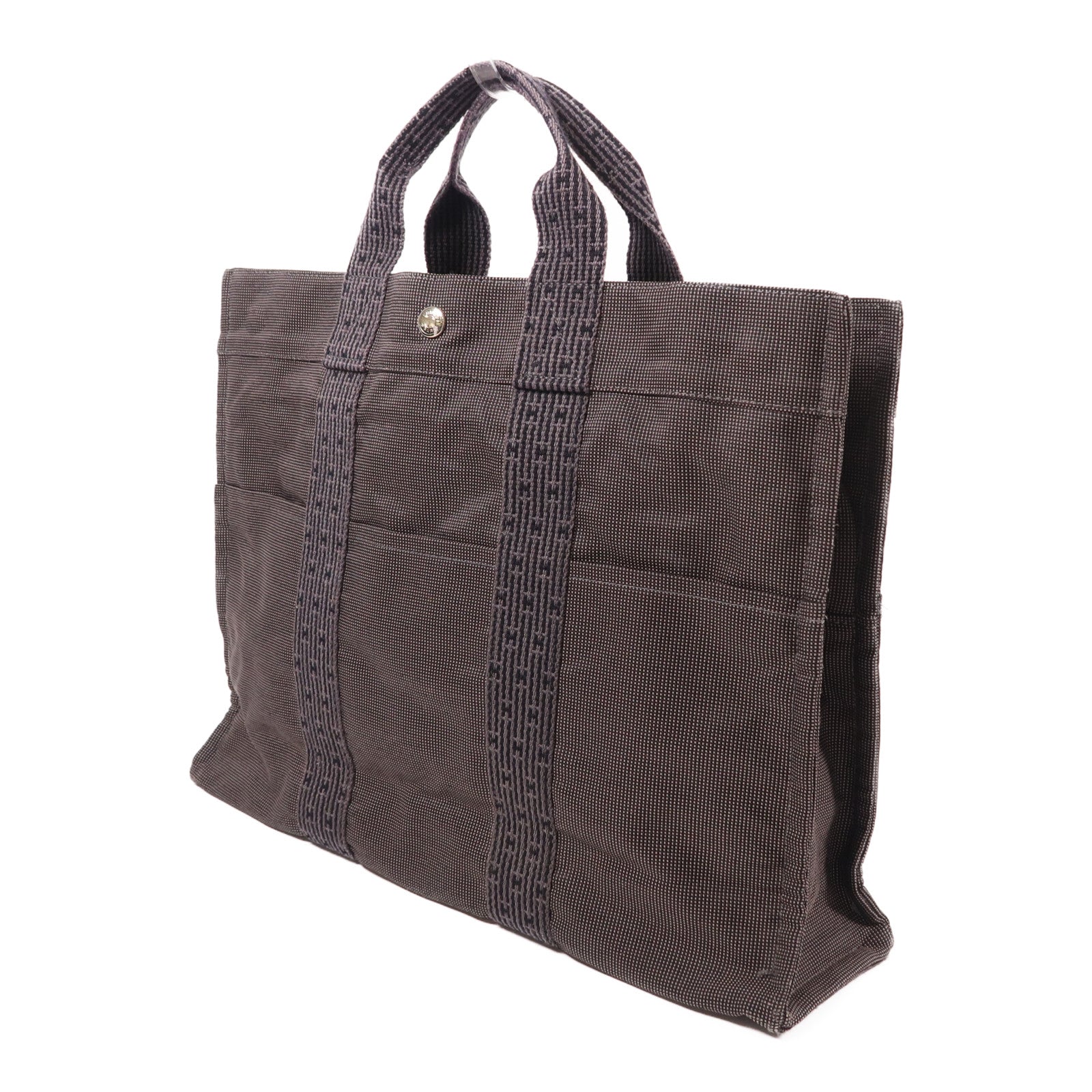 HERMES 帆布Herline銀扣手挽袋