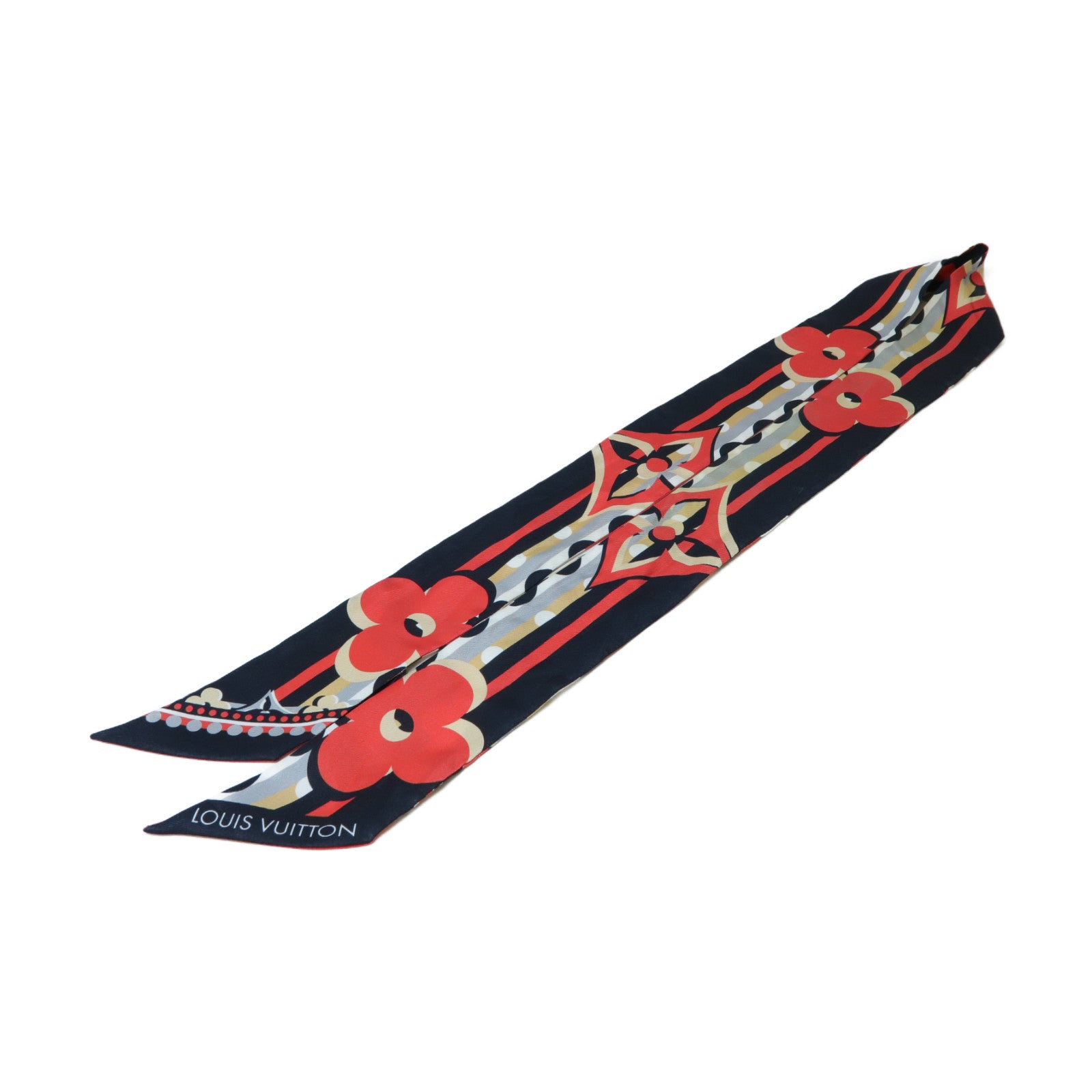 LOUIS VUITTON 絲質Scarf絲巾黑色/紅色/白色