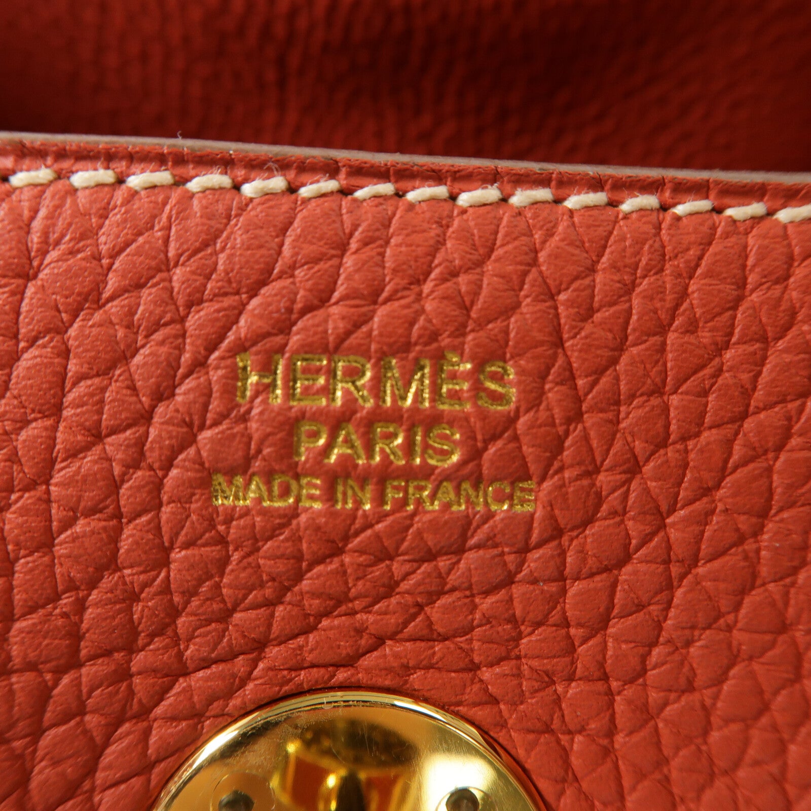 HERMES Clemence皮革Lindy 30肩背袋Rouge Tomate