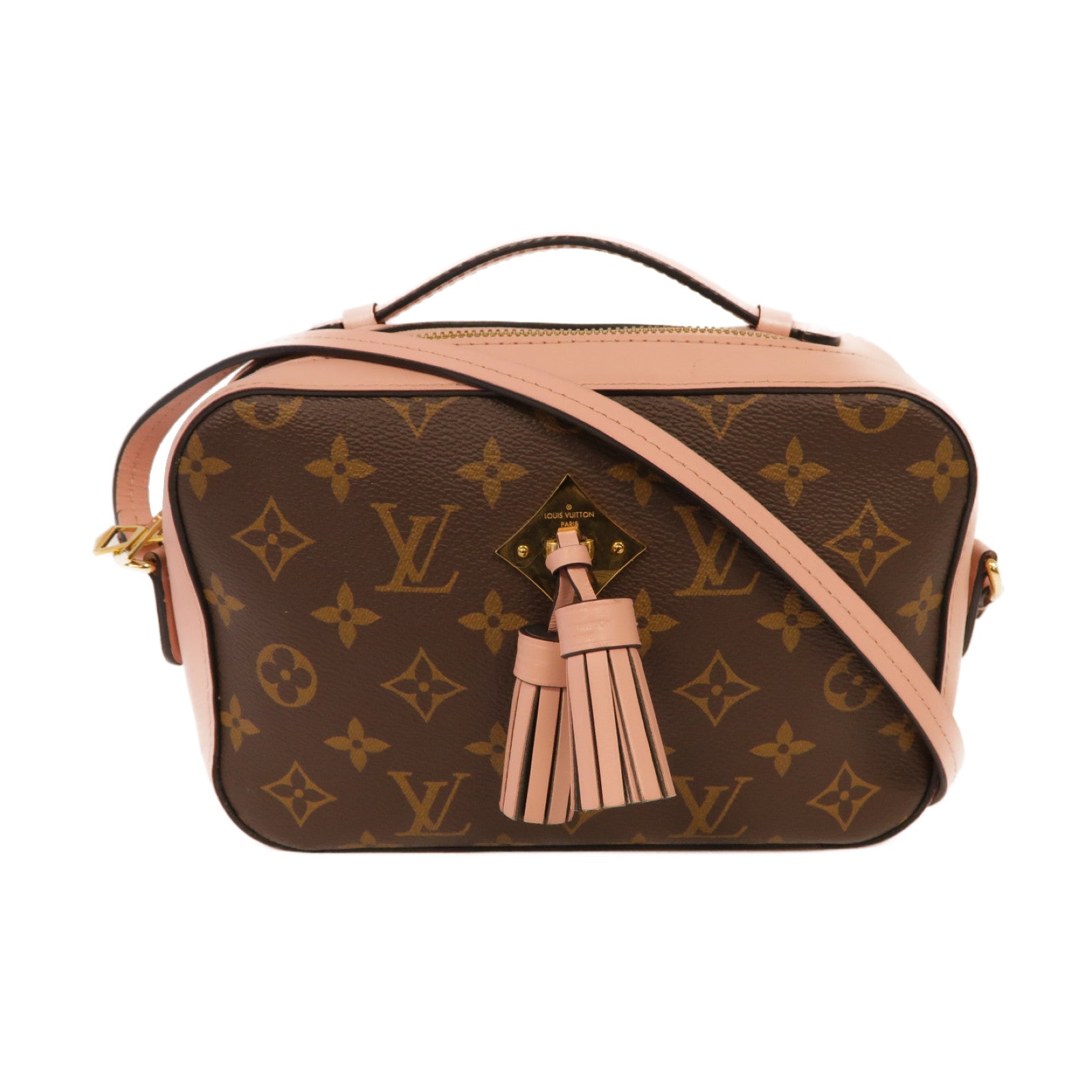 LOUIS VUITTON 【激減優惠】Monogram Saintonge金扣肩背袋棕色/粉紅色