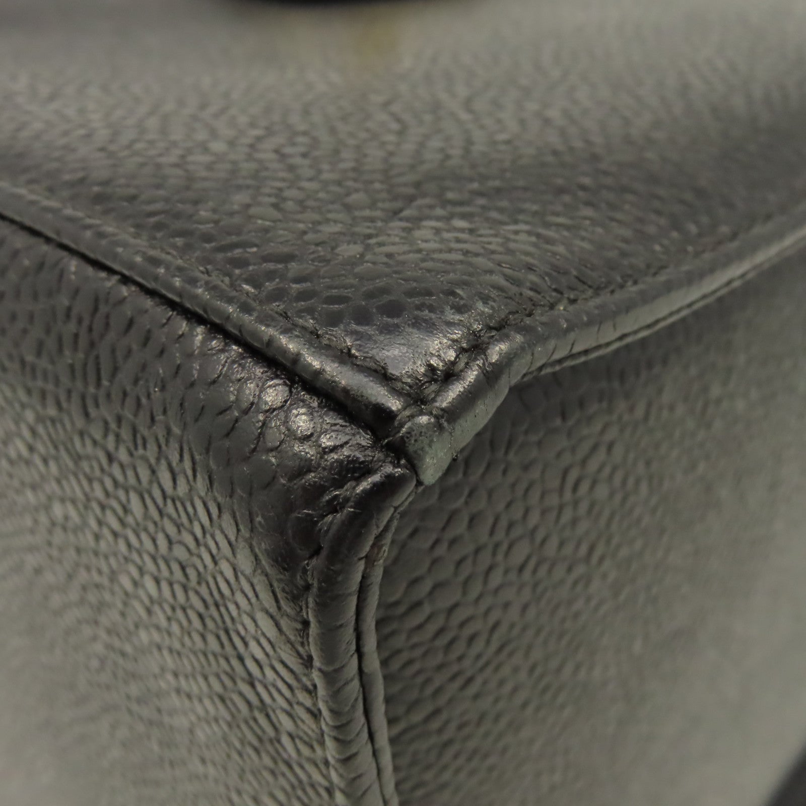 CHANEL 【清倉大減價】Caviar皮革Vintage Vanity Case 2Way Shoulder Make Bag金扣鏈帶手挽肩背兩用化妝袋黑色