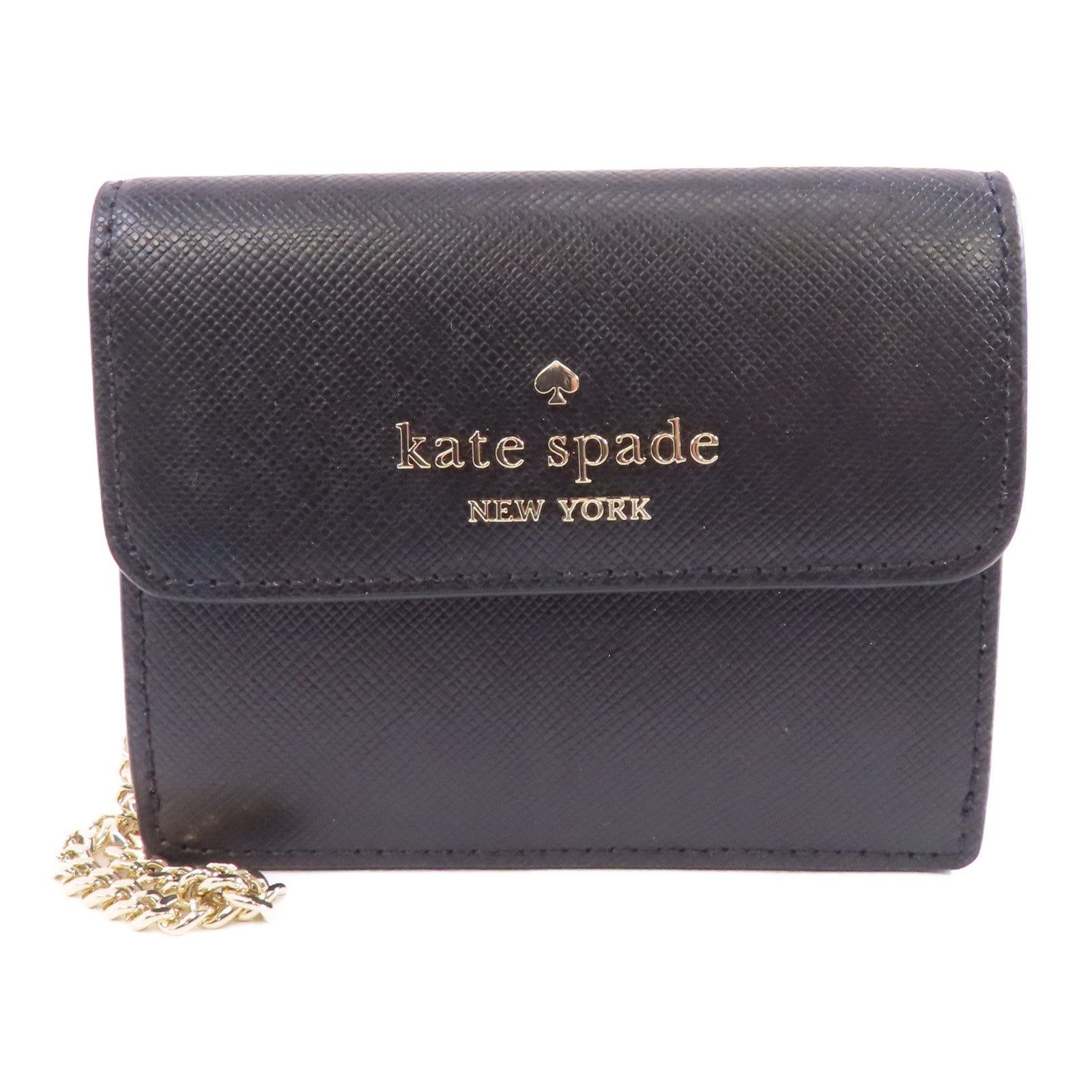 Kate Spade 牛皮皮革Card Case金扣卡片套黑色