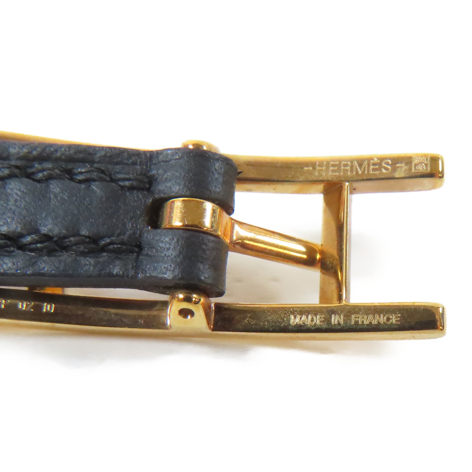 HERMES 牛皮皮革Behapi Double Tour Bracelet金扣手鐲啡色