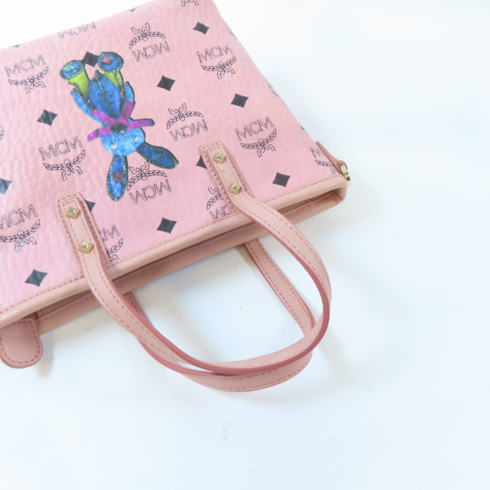MCM 皮革2 Way Shoulder Bag金扣手挽肩背兩用袋粉紅色