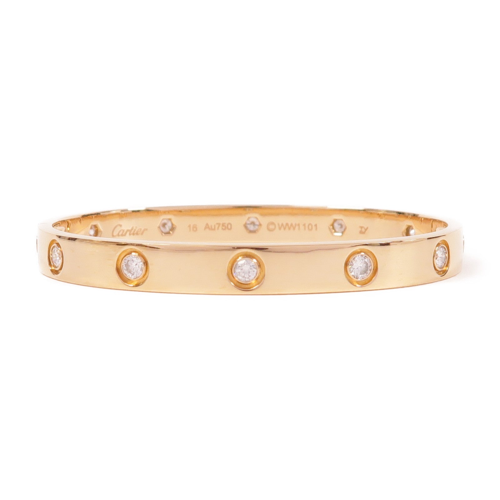 CARTIER 18K玫瑰金Love Bracelet 10 Diamonds手鐲#16