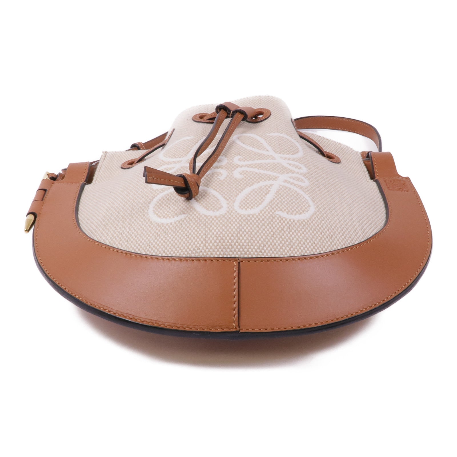 LOEWE 牛皮皮革/帆布Shoulder Bag金扣肩背袋