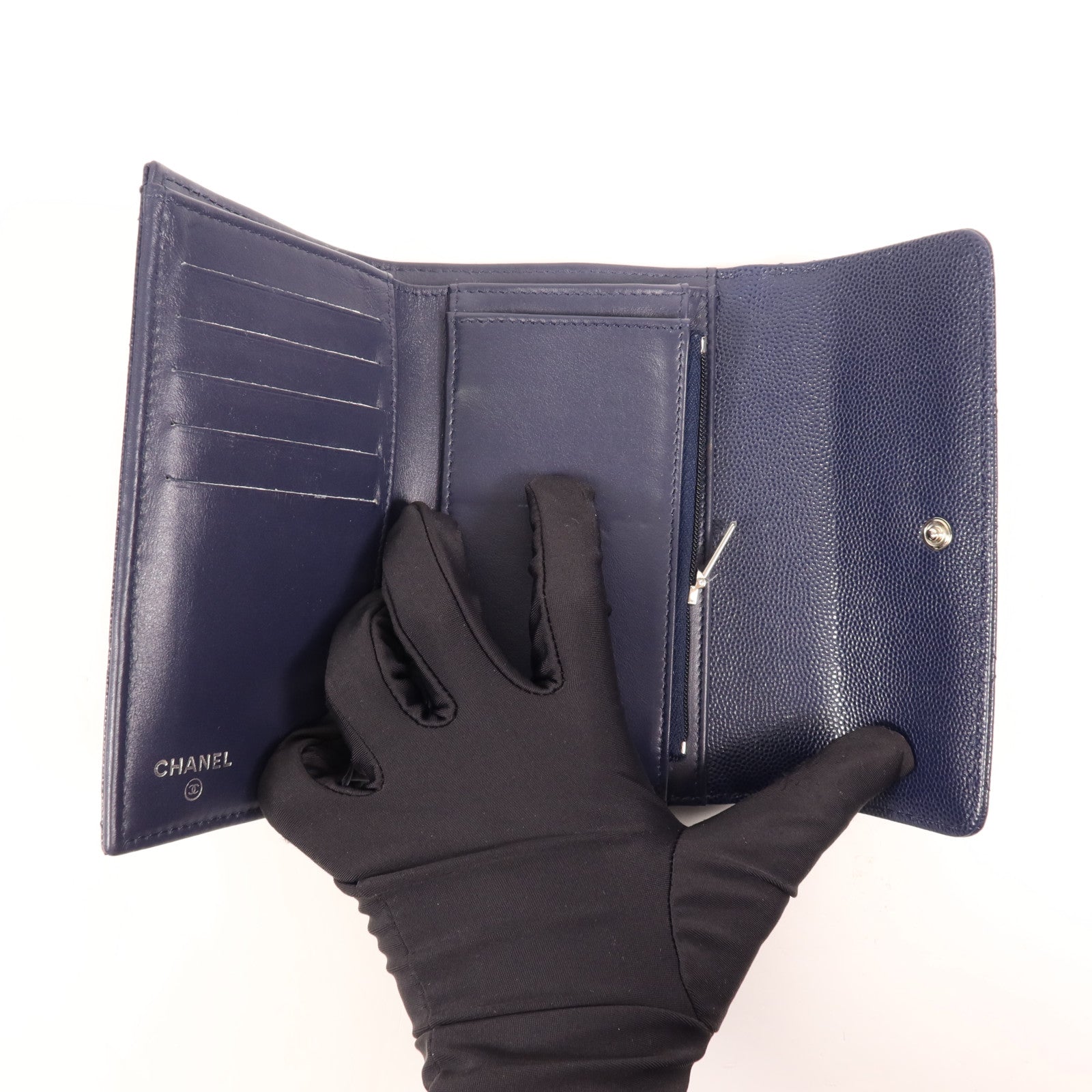 CHANEL 牛皮皮革Wallet金扣長錢包